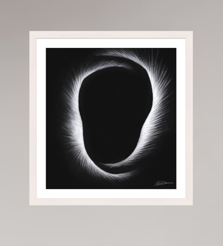 40 x 43,1 cm, Papier mit Holzrahmen, weiß Eklipse