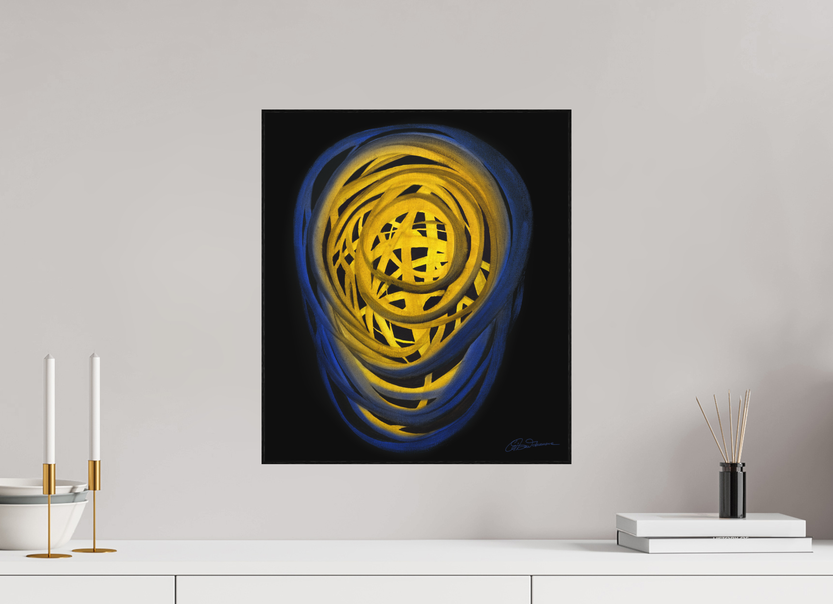 40 x 45,9 cm, Alu-Dibond mit Holzrahmen, schwarz Erde & Wasser | Frühsommer