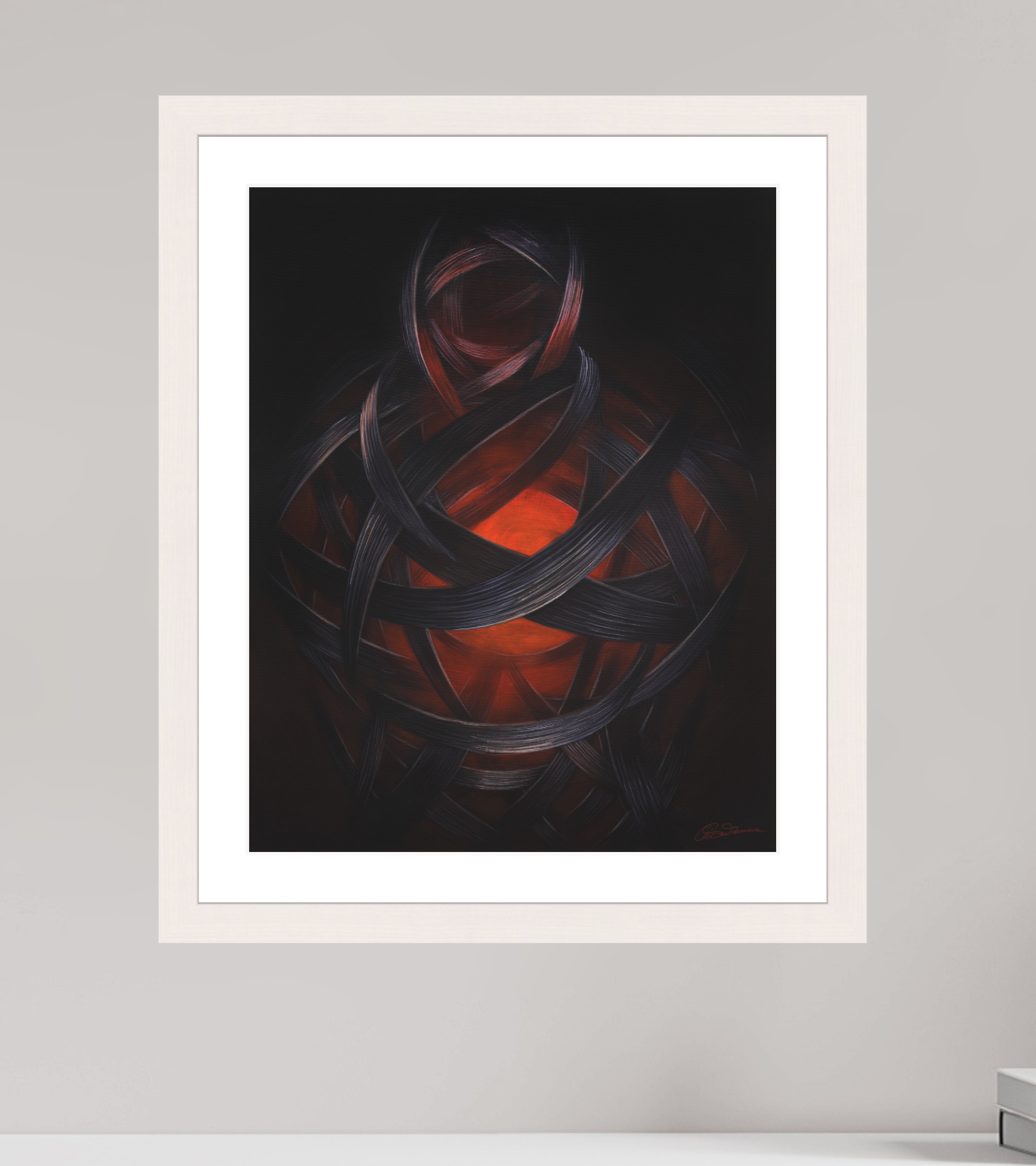 30 x 37,6 cm, Kunstdruck auf Papier mit Holzrahmen, weiß Lucifera – Lichträgerin