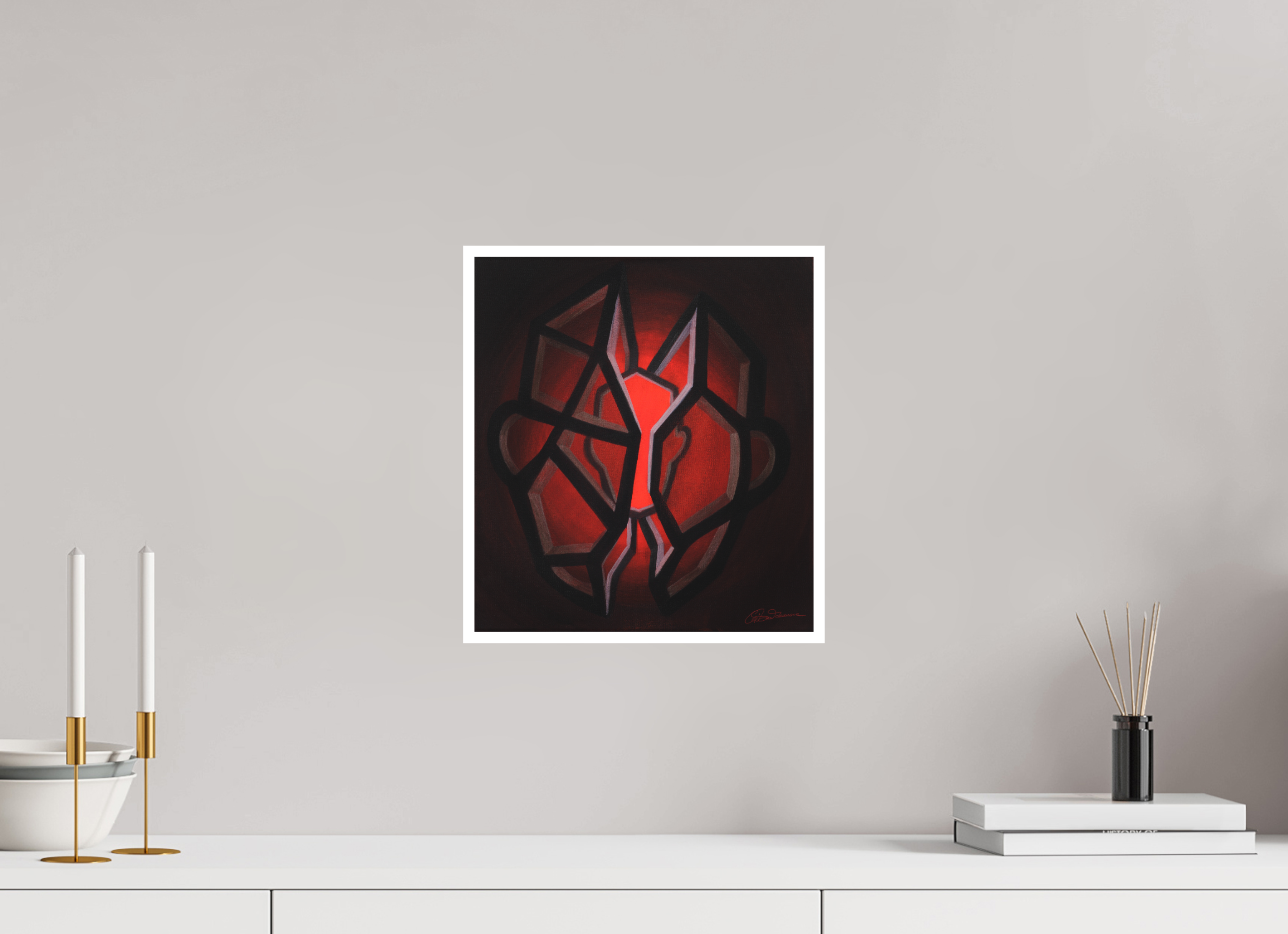 30 x 33,2 cm, Papier ohne Rahmen Selbst-Bild. Schale und Kern