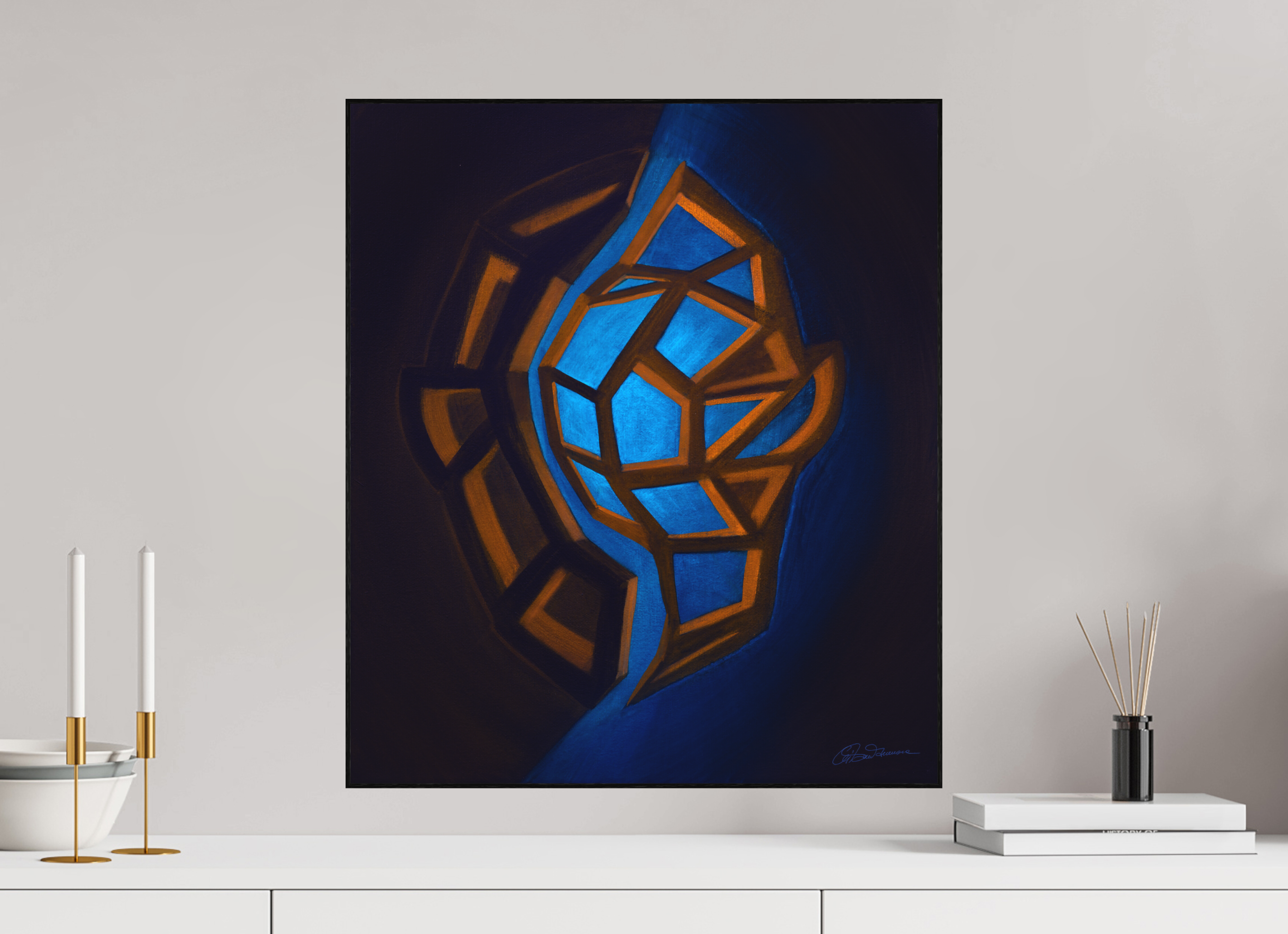 50 x 57,9 cm, Alu-Dibond mit Holzrahmen, schwarz Innere Tektonik – Erde & Wasser