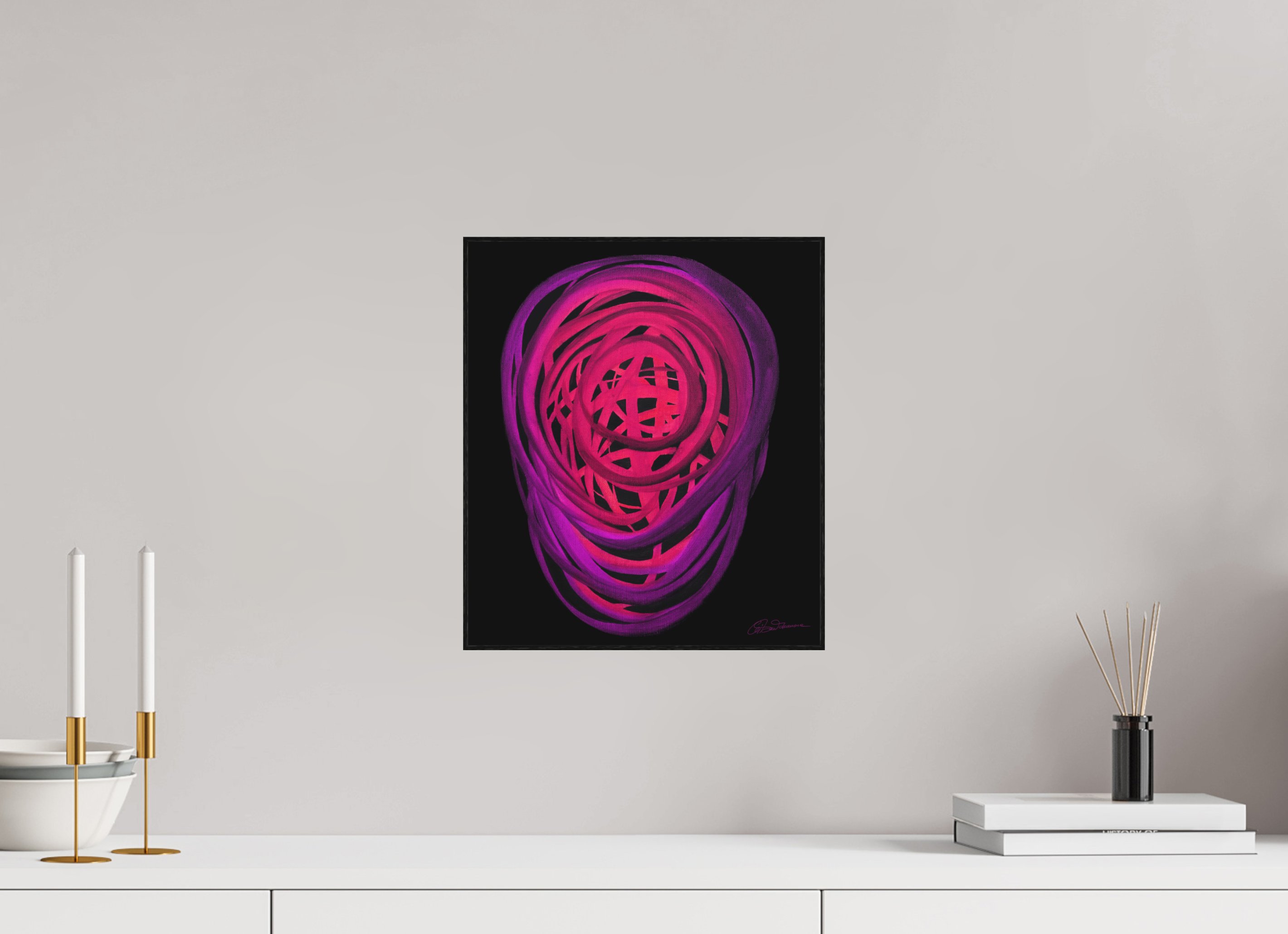 30 x 34,4 cm, Alu-Dibond mit Holzrahmen | schwarz Blütezeit