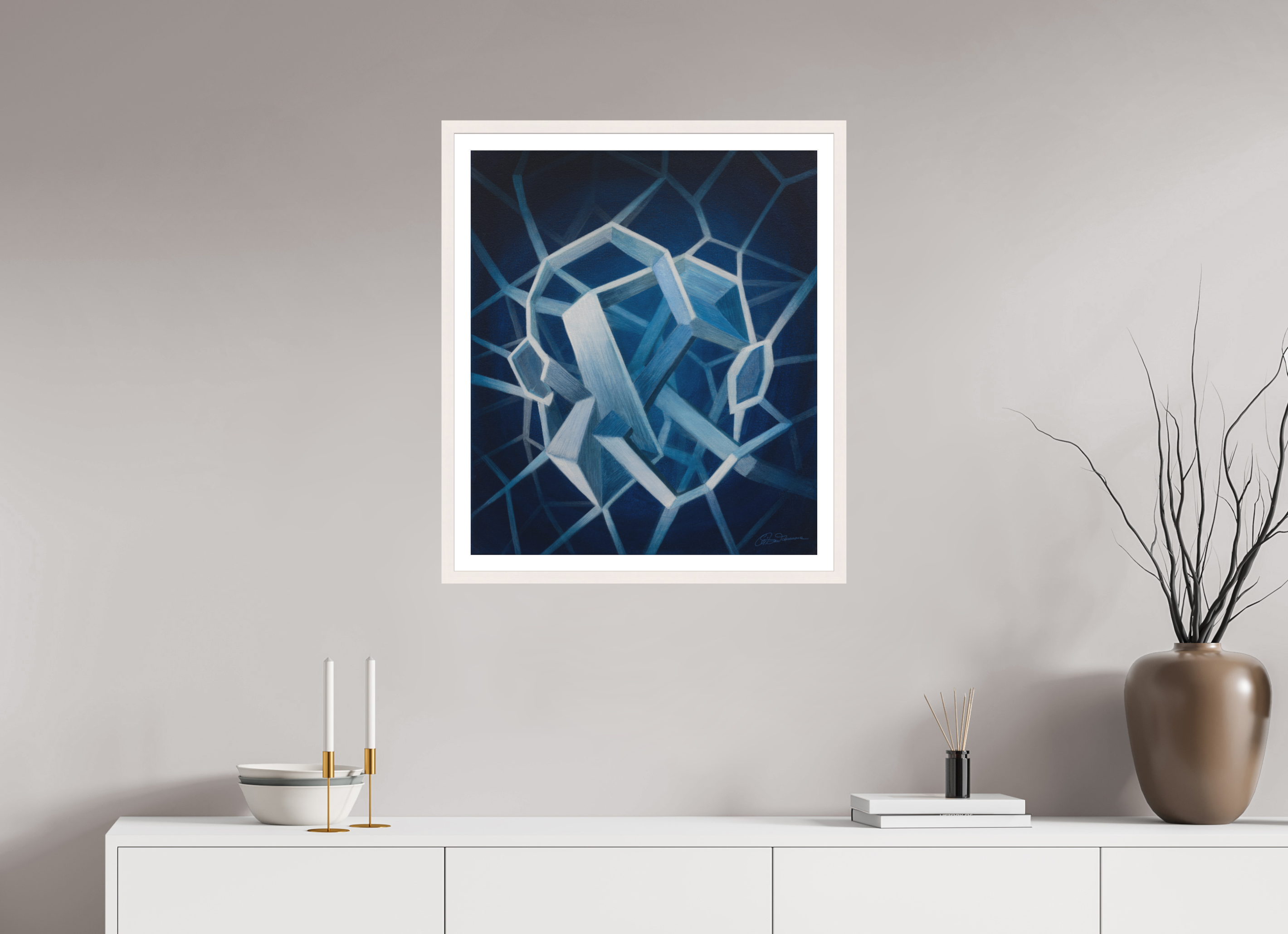 60 x 69,9 cm, Papier mit Holzrahmen, weiß Architektur der Zweisamkeit