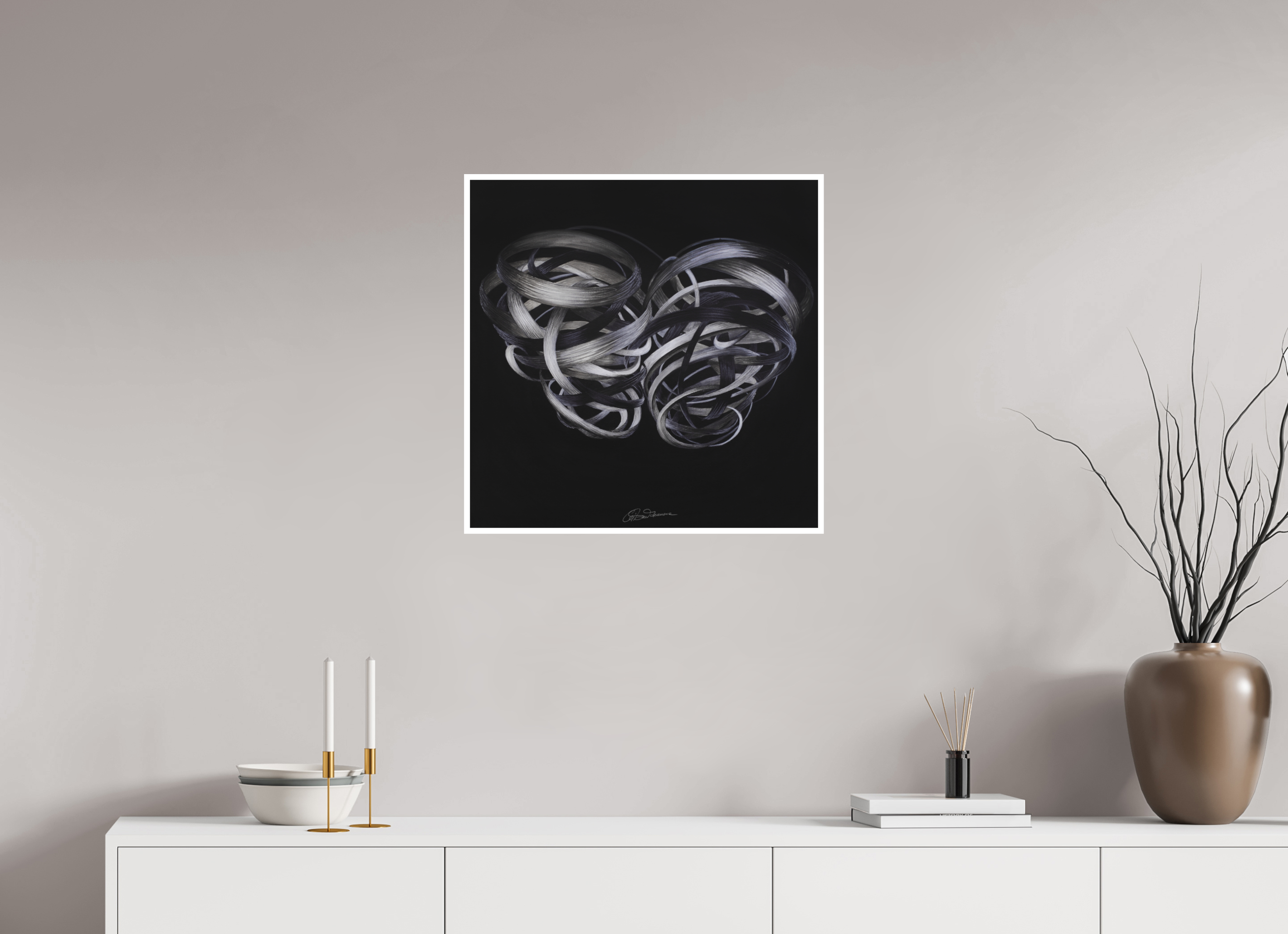 60 x 60 cm, Papier ohne Rahmen Kuss – Verflechtung
