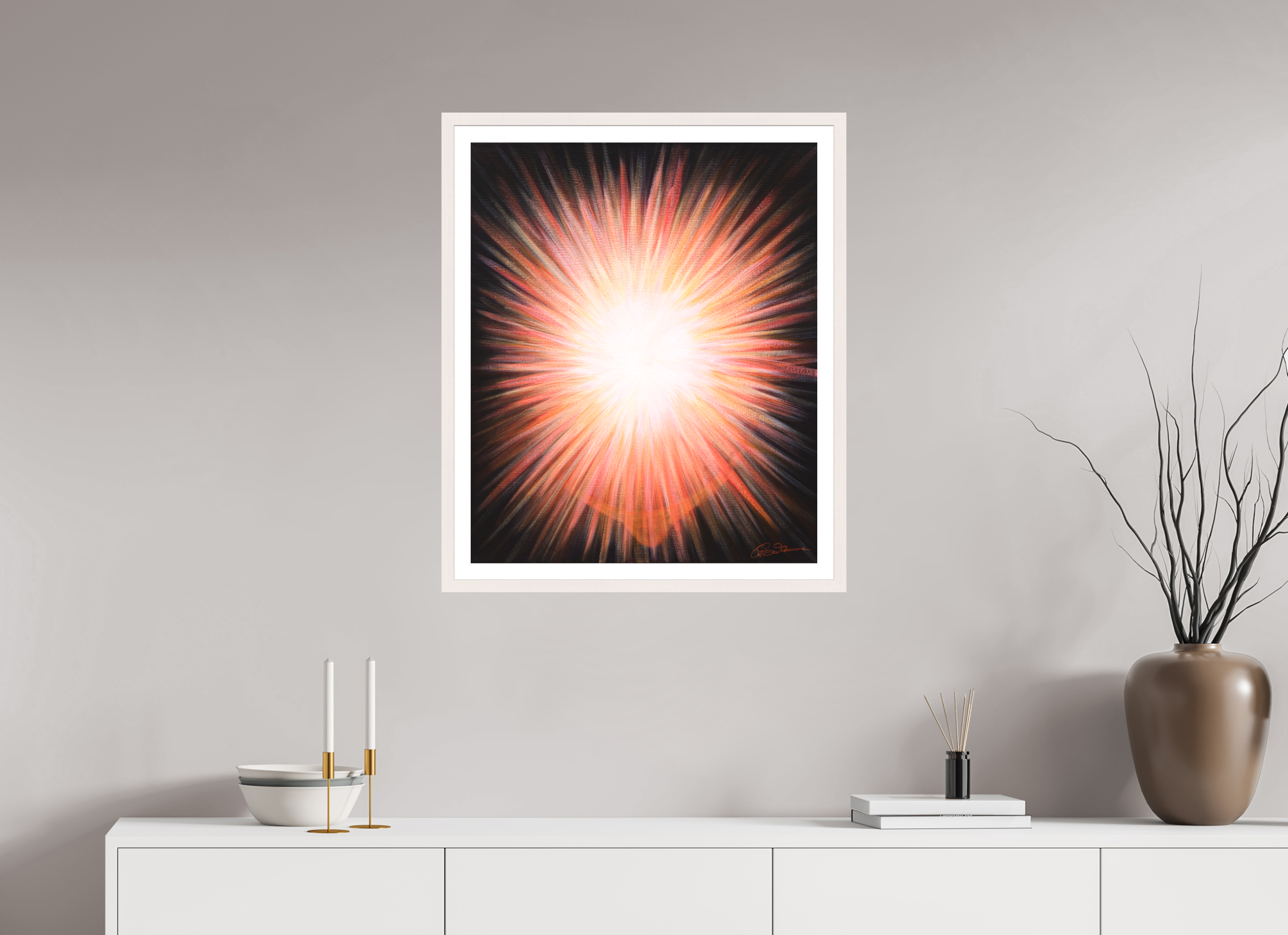 60 x 72,6 cm, Papier mit Holzrahmen, weiß Erleuchtung