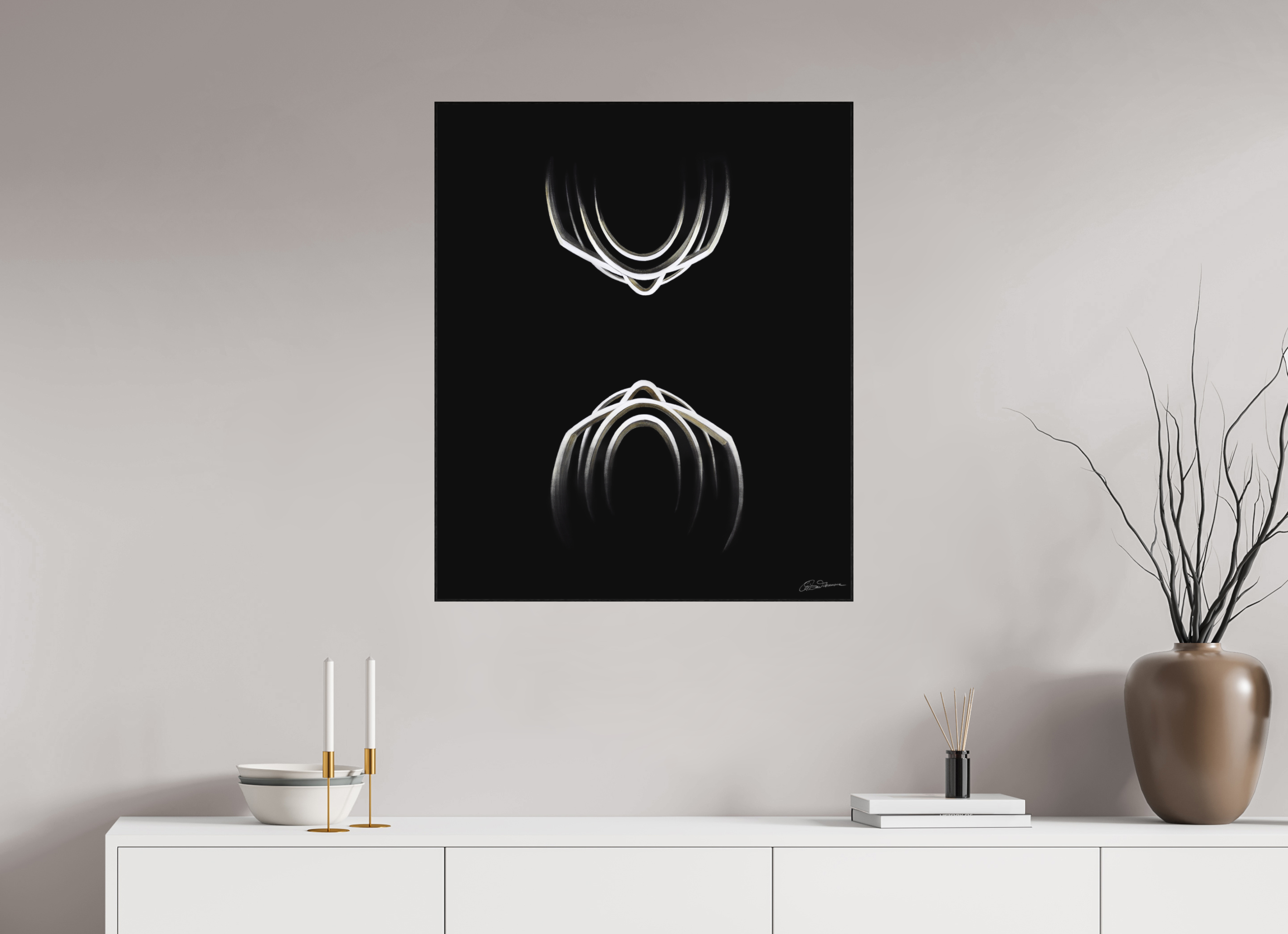 70 x 83,7 cm, Kunstdruck auf Alu-Dibond mit Holzrahmen, schwarz Selbstbegegnung