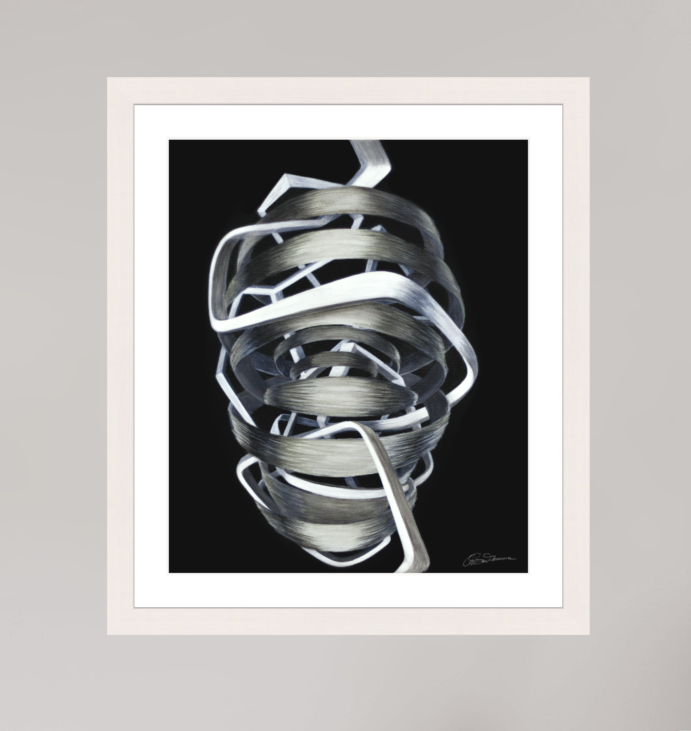 30 x 36 cm, Papier mit Holzrahmen, weiß Architektur des Bewusstseins - Innerer Pfad