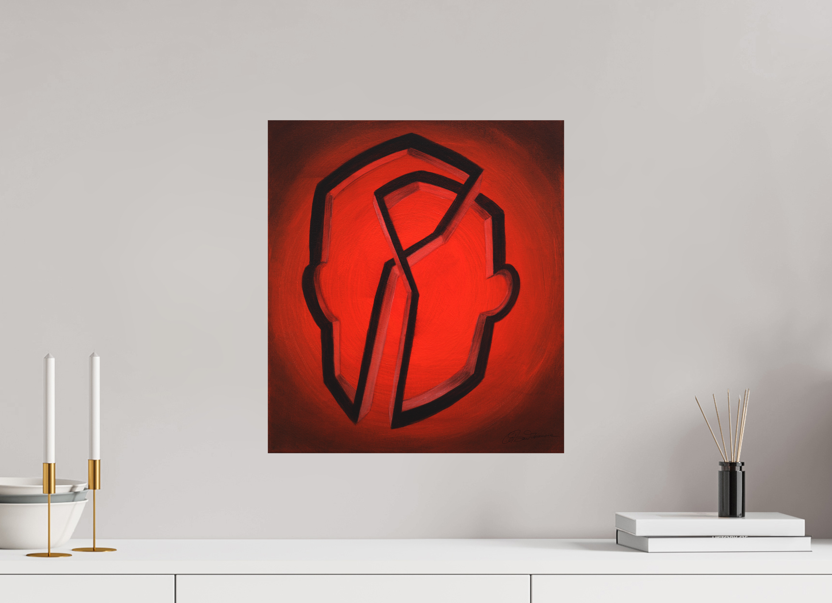 40 x 45 cm, Alu-Dibond-Druck mit Aufhängung Selbst-Bild. Zwei Seiten ein Selbst