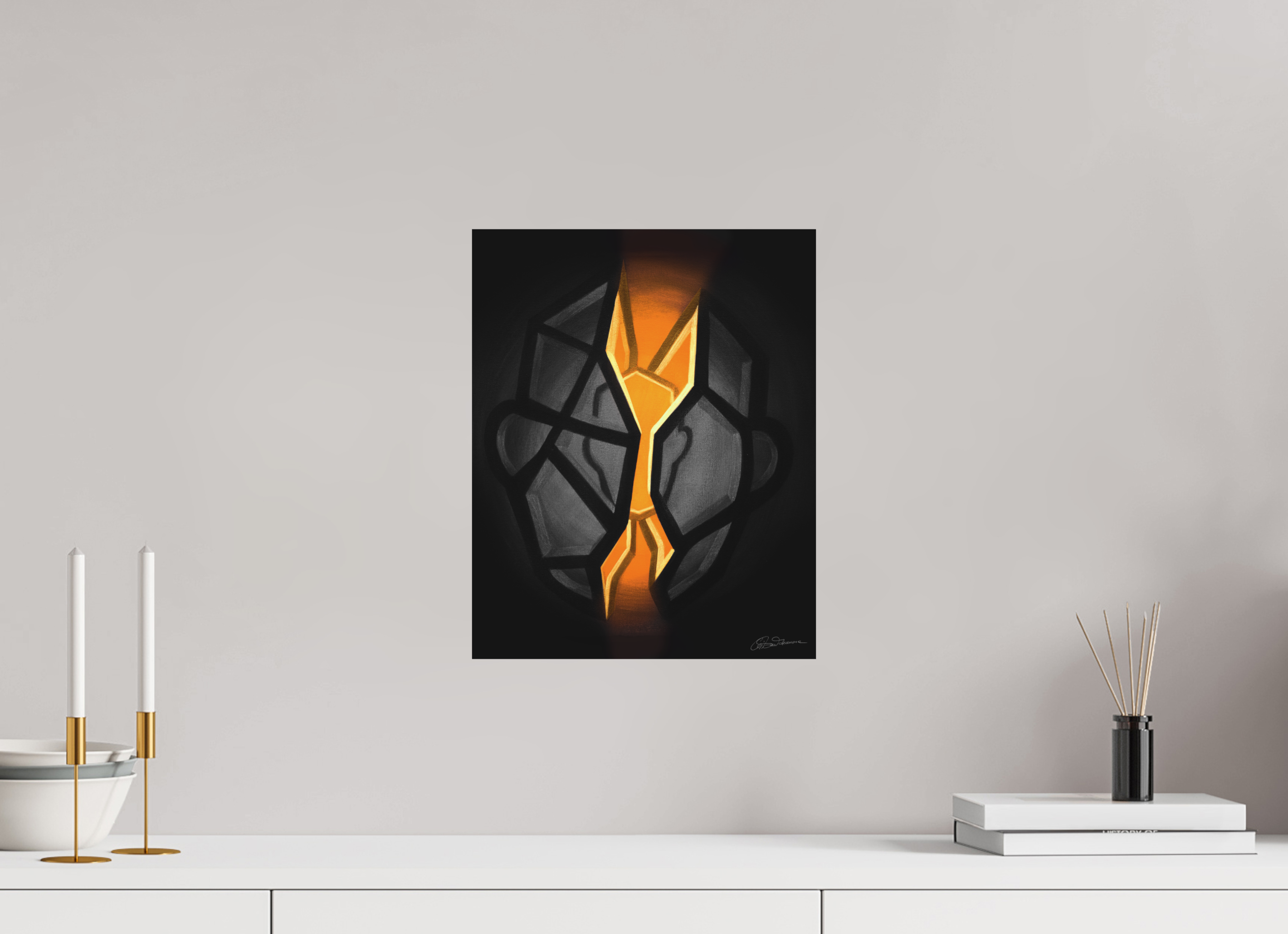 30 x 37,5 cm, Kunstdruck auf Alu-Dibond mit Aufhängung Selbst-Bild. Schale und Kern.