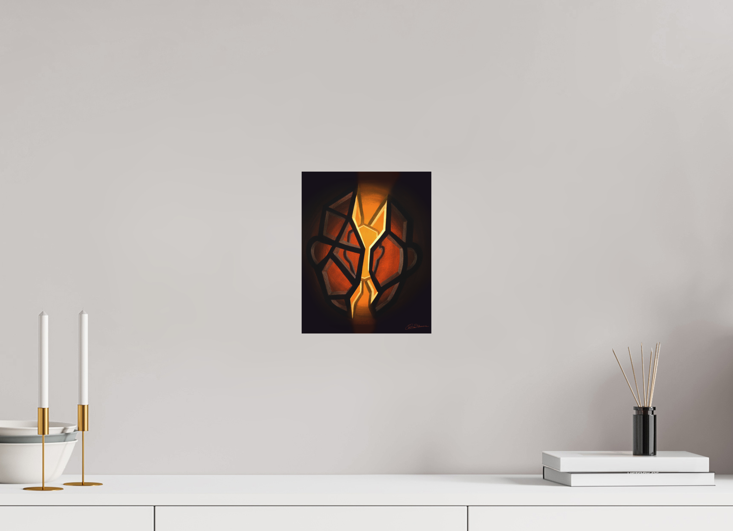 20 x 25 cm, Kunstdruck auf Alu-Dibond mit Aufhängung Selbst-Bild. Schale und Kern