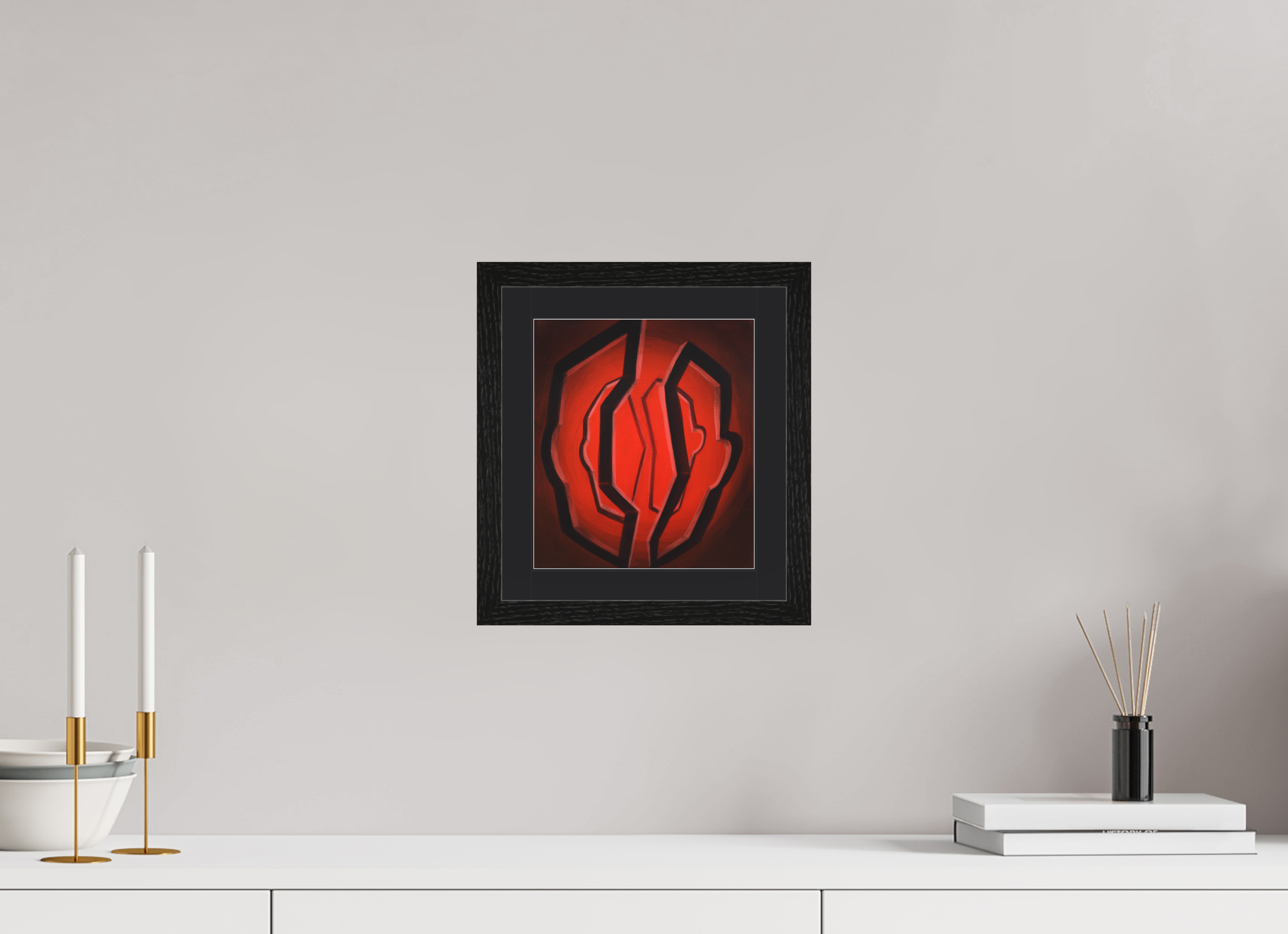 20 x 22,5 cm, Foto Papier schwarzes passapartout und schwarzer rahmen Selbst-Bild. Zwei Portale eines Selbst