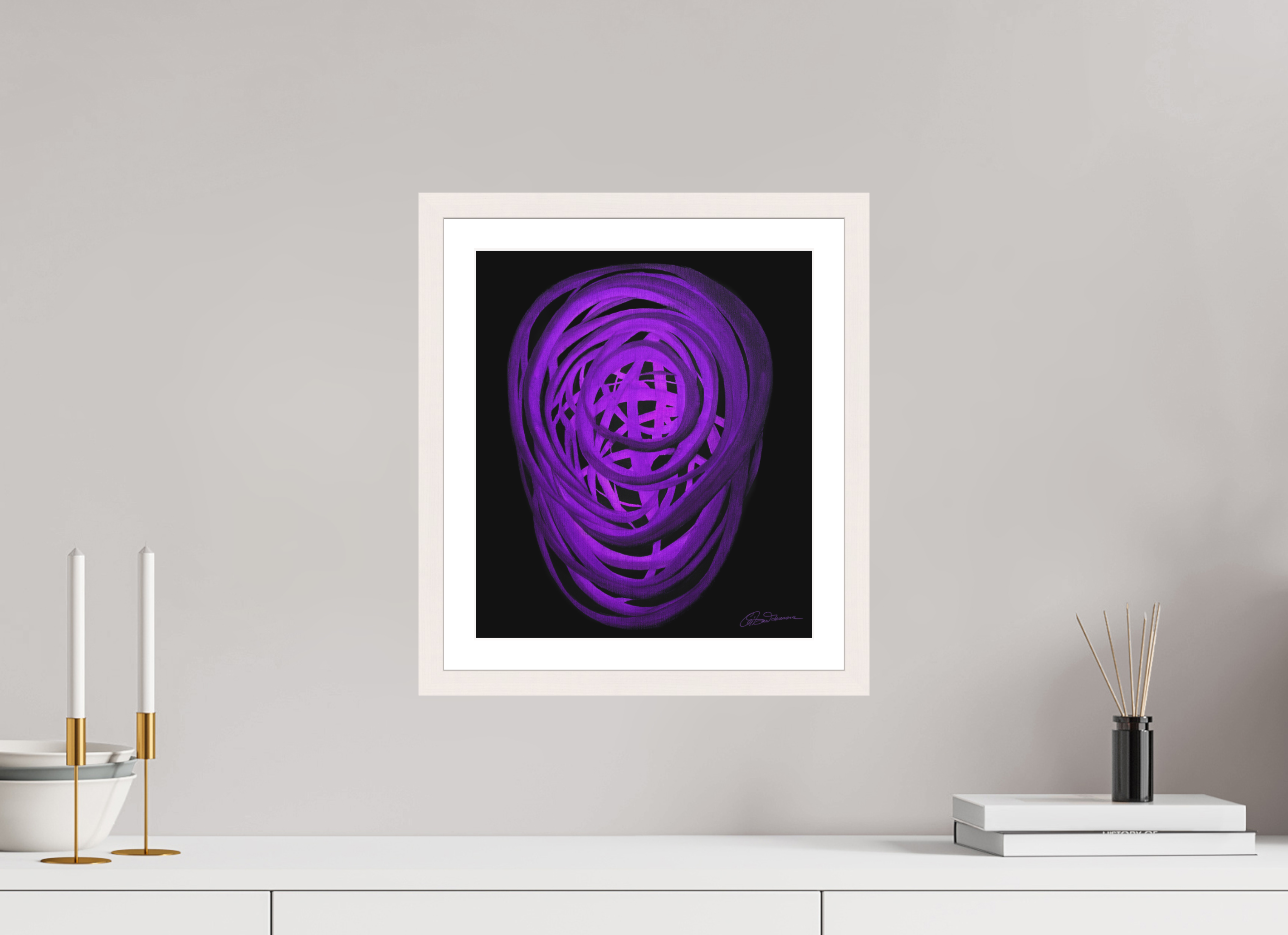 30 x 34,4 cm, Papier mit Holzrahmen, weiß Äther – Ursprung aller Form