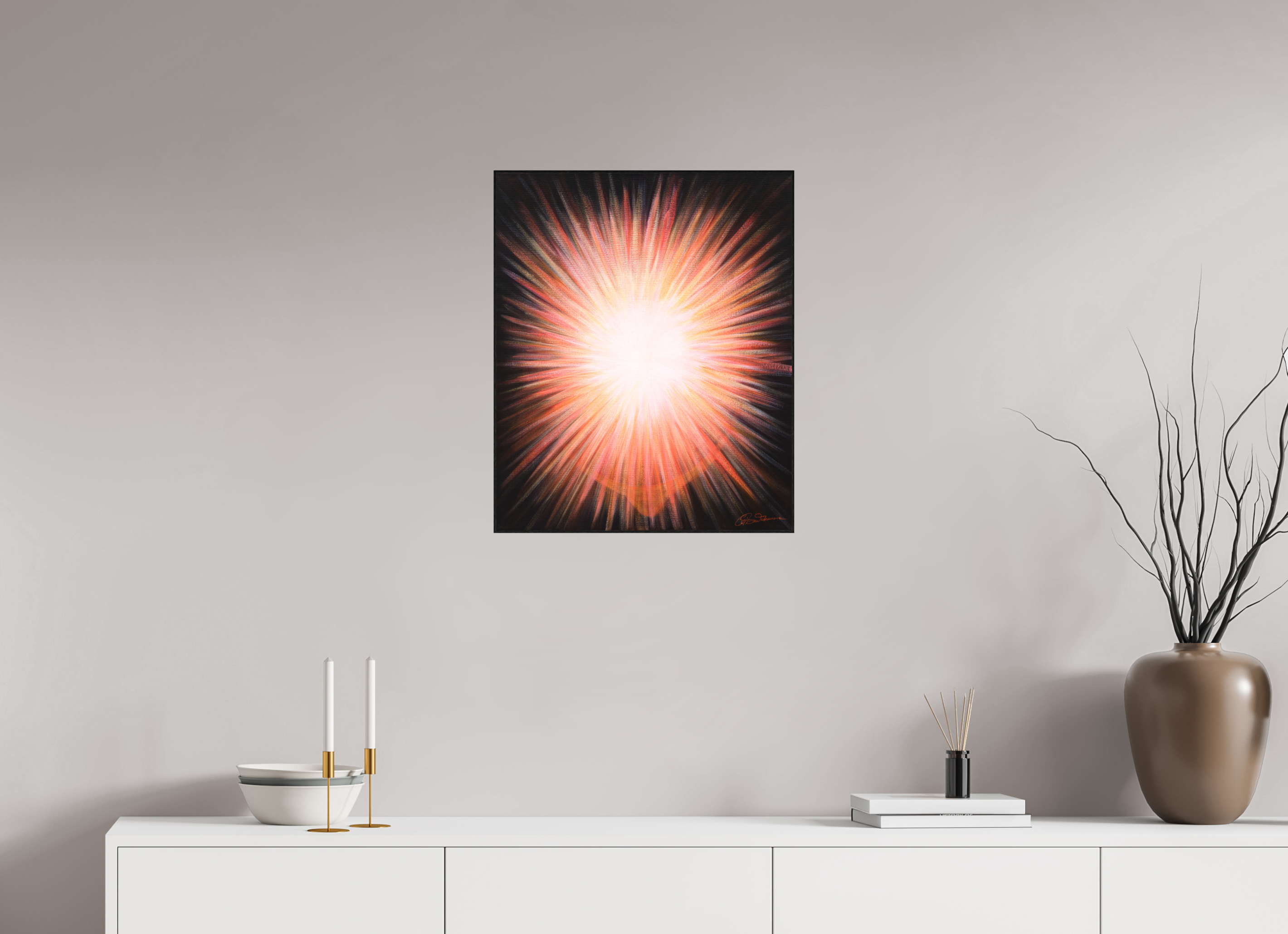 50 x 60,5 cm, Alu-Dibond mit Holzrahmen, schwarz Erleuchtung