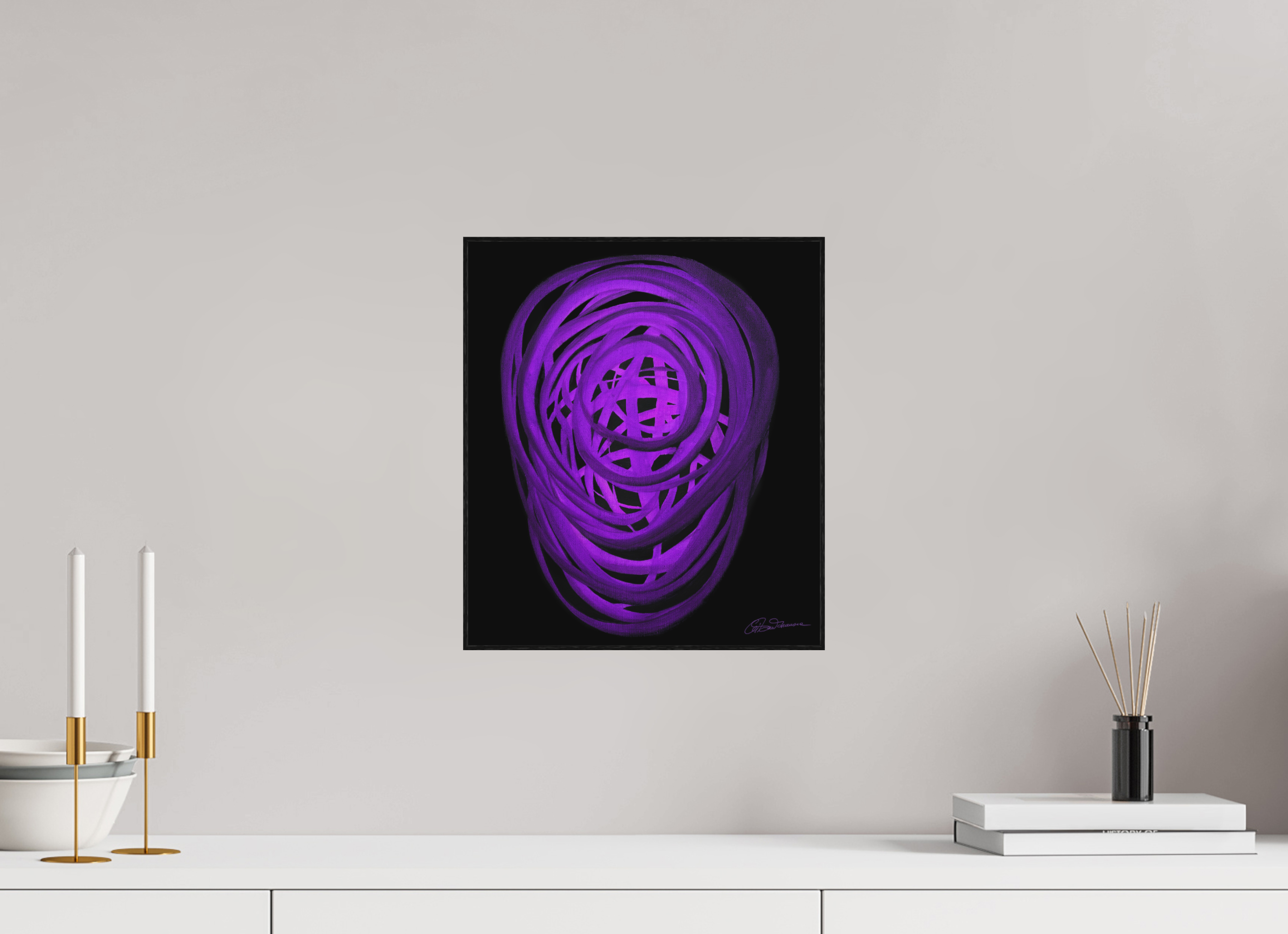 30 x 34,4 cm, Alu-Dibond mit Holzrahmen, schwarz Äther – Ursprung aller Form