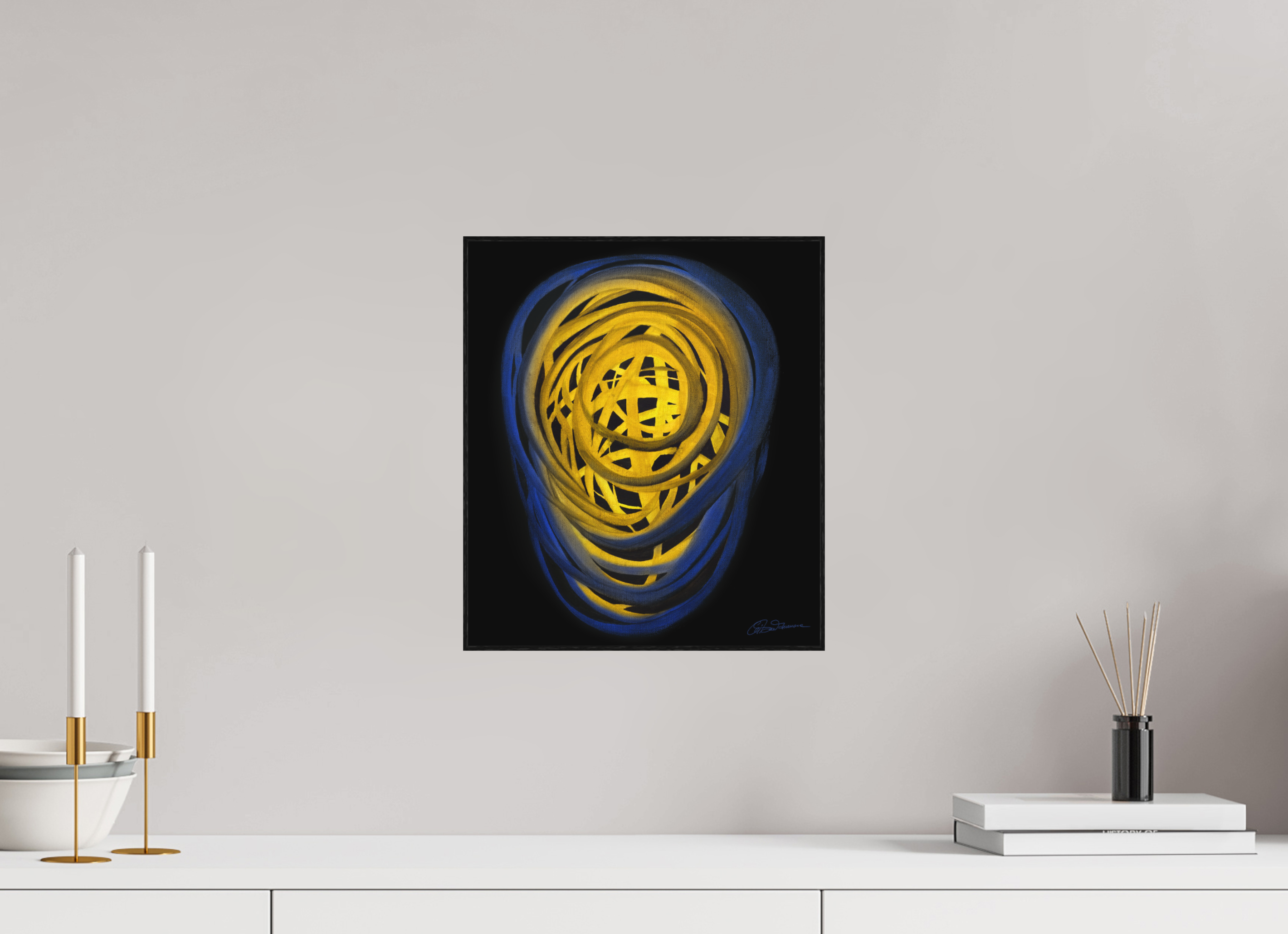 30 x 34,5 cm, Alu-Dibond mit Holzrahmen, schwarz Erde & Wasser | Frühsommer