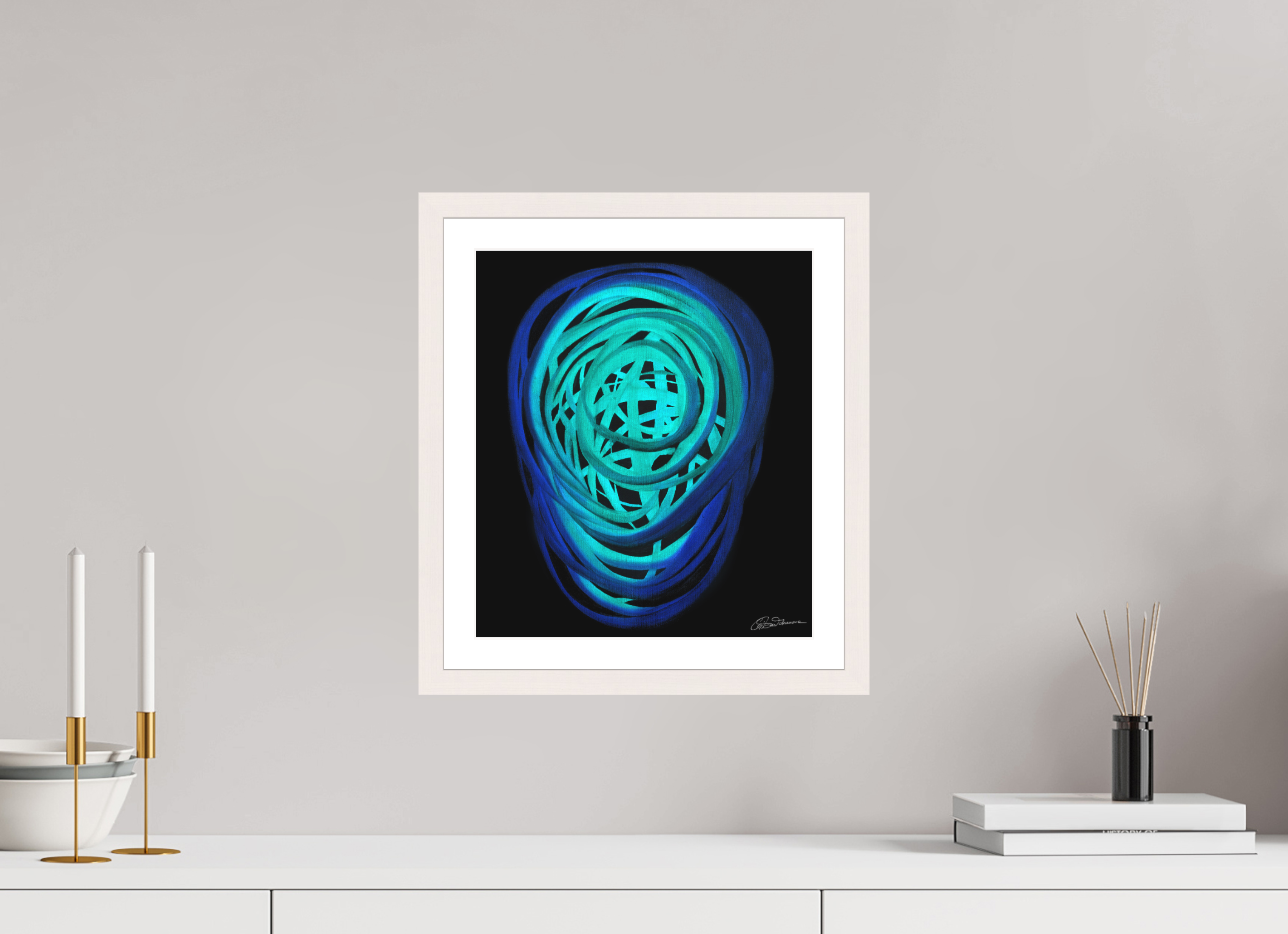 30 x 34,4 cm, Papier mit Holzrahmen, weiß Wasser | Frühling