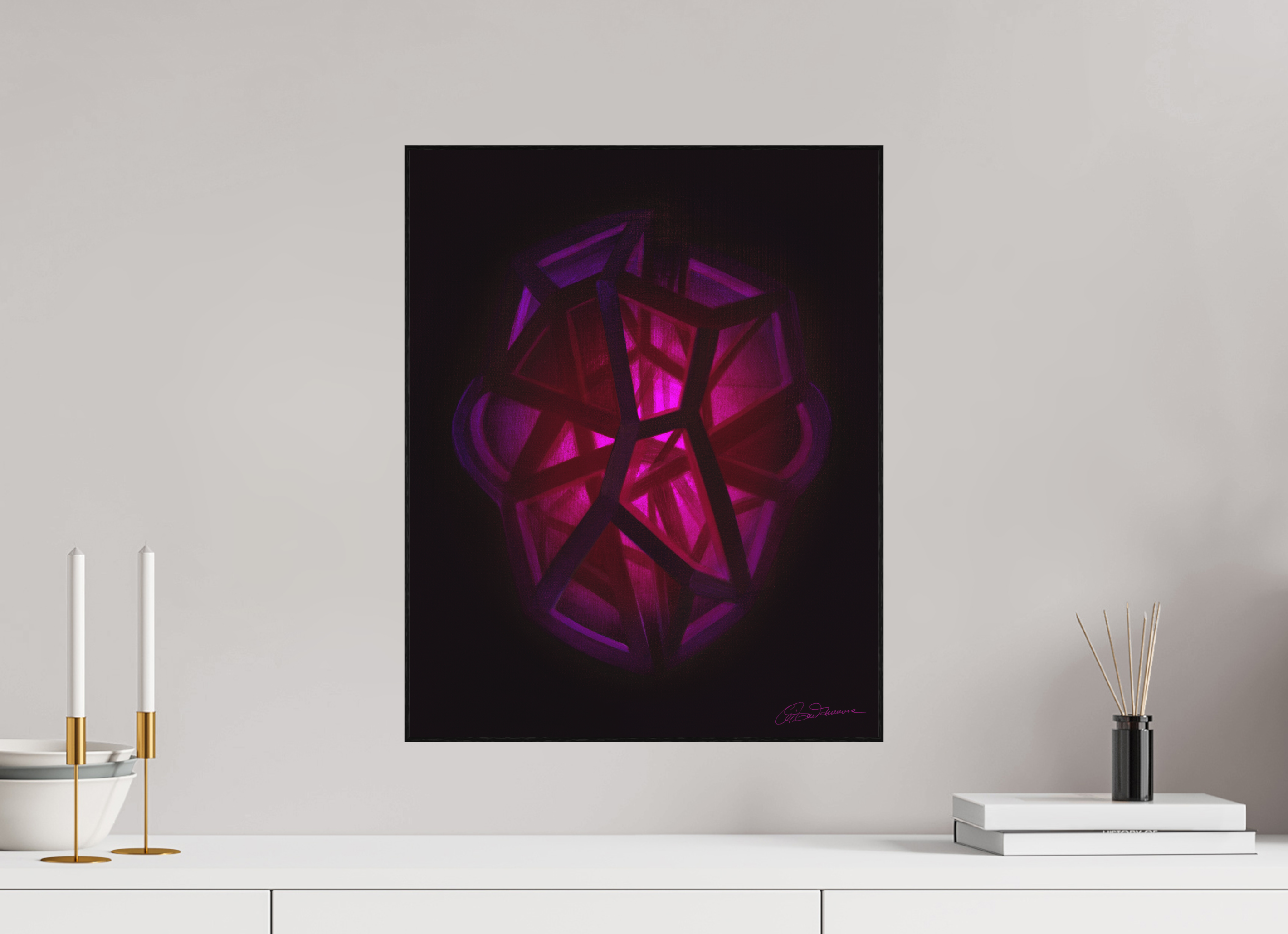 40 x 50 cm, Alu-Dibond mit Holzrahmen, schwarz Innere Geometrie