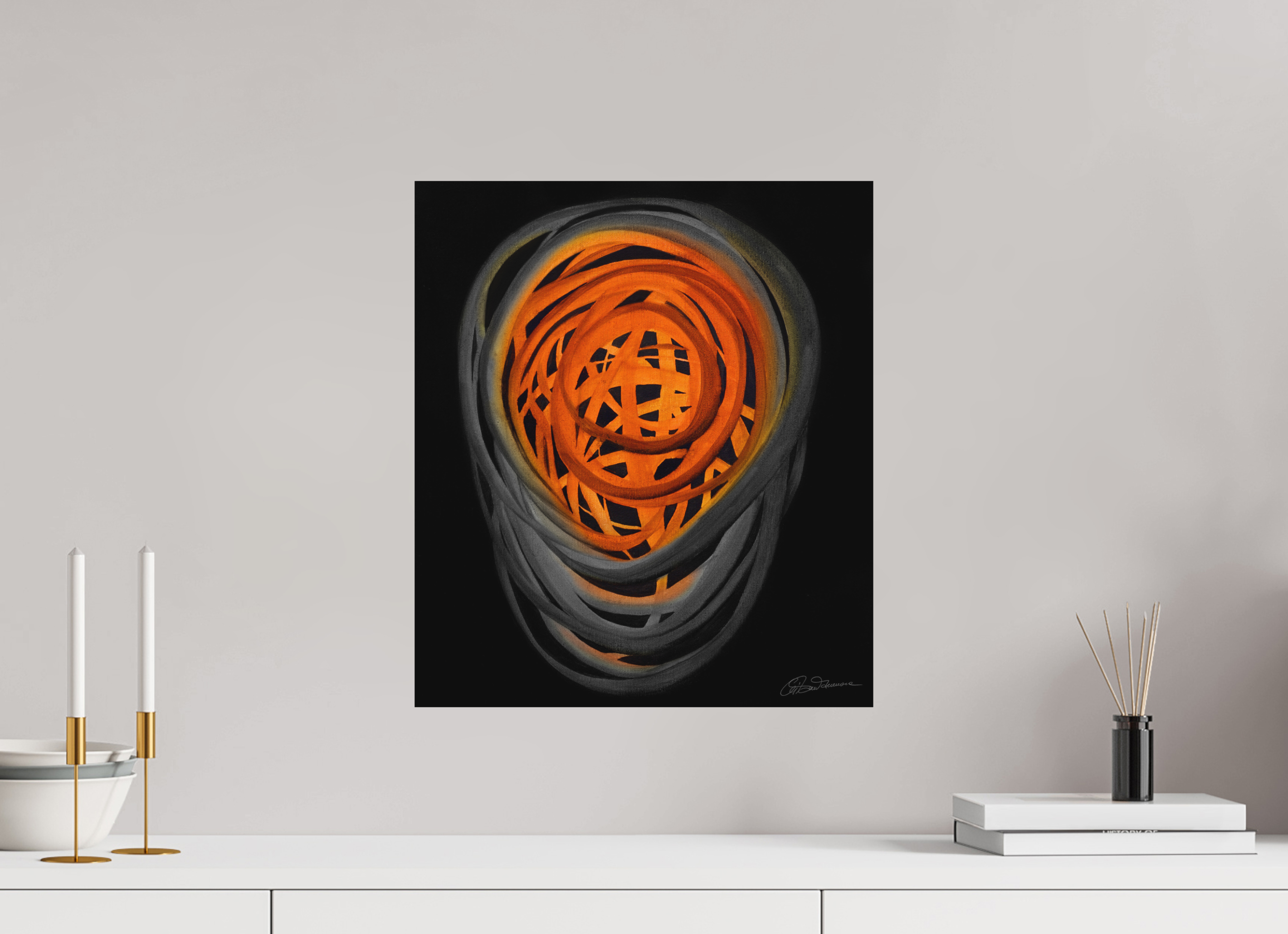 40 x 45,9 cm, Alu-Dibond mit Aufhängung Feuer & Asche | Herbstglut