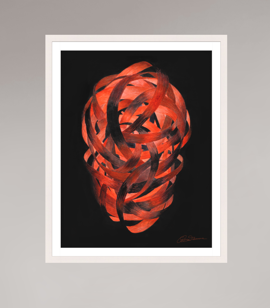 50 x 64,9 cm, Papier mit Holzrahmen, weiß Glutbahnen