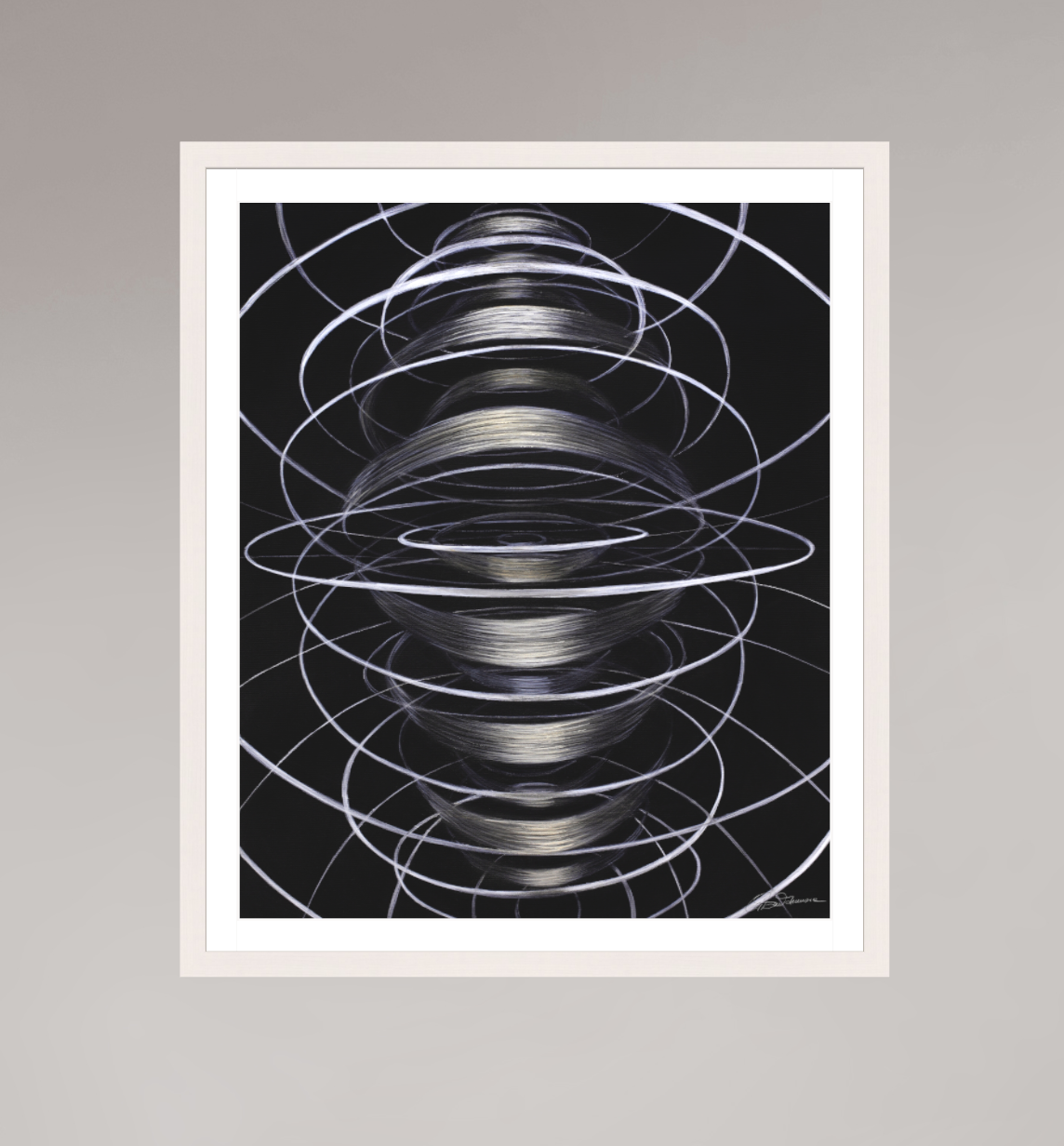 50 x 60,4 cm, Papier mit Holzrahmen, weiß Schwingung