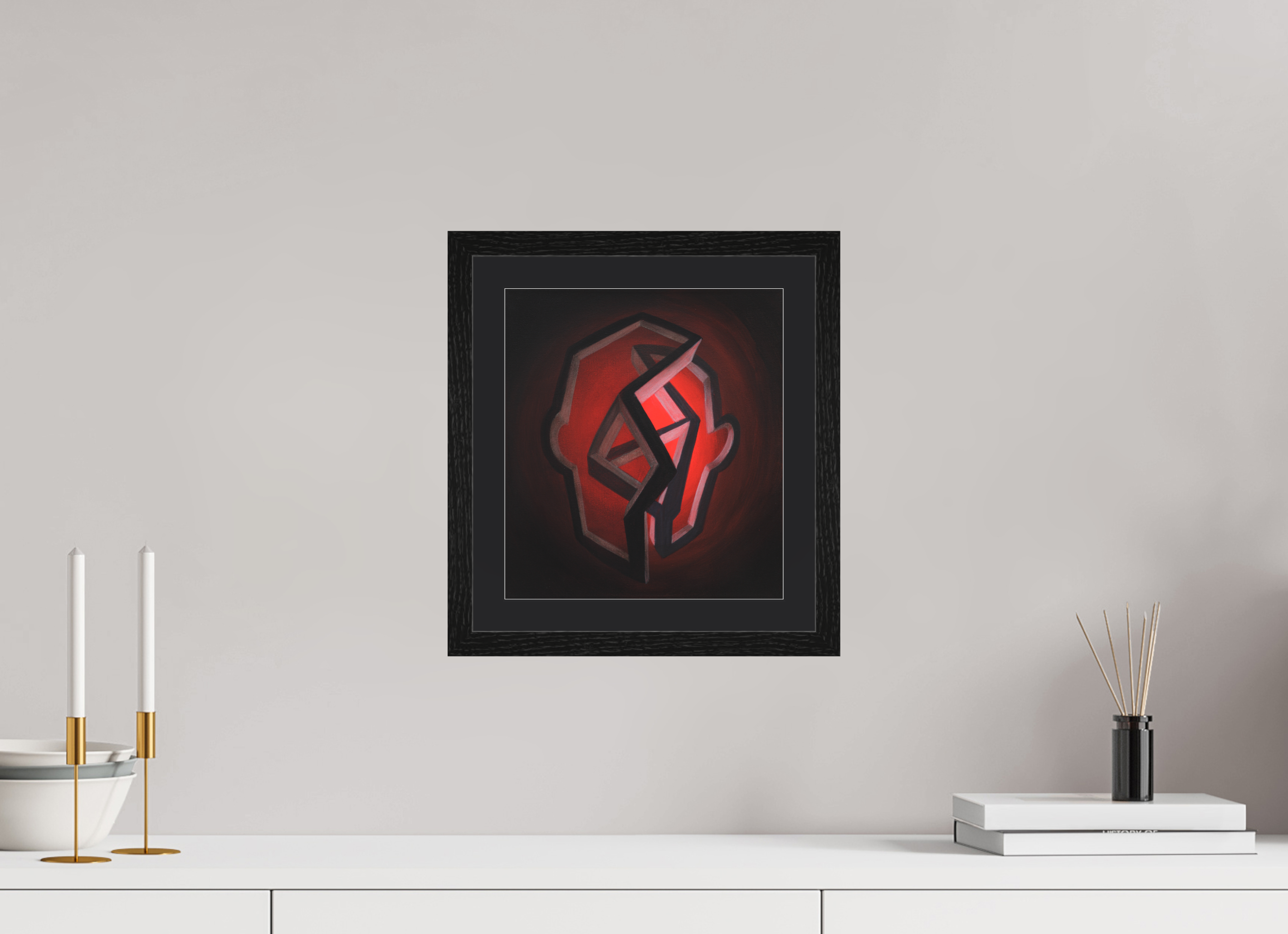 25 x 27,8 cm, Foto Papier schwarzes passapartout und schwarzer rahmen Selbst-Bild. Zwischen Vergangenheit und Werden