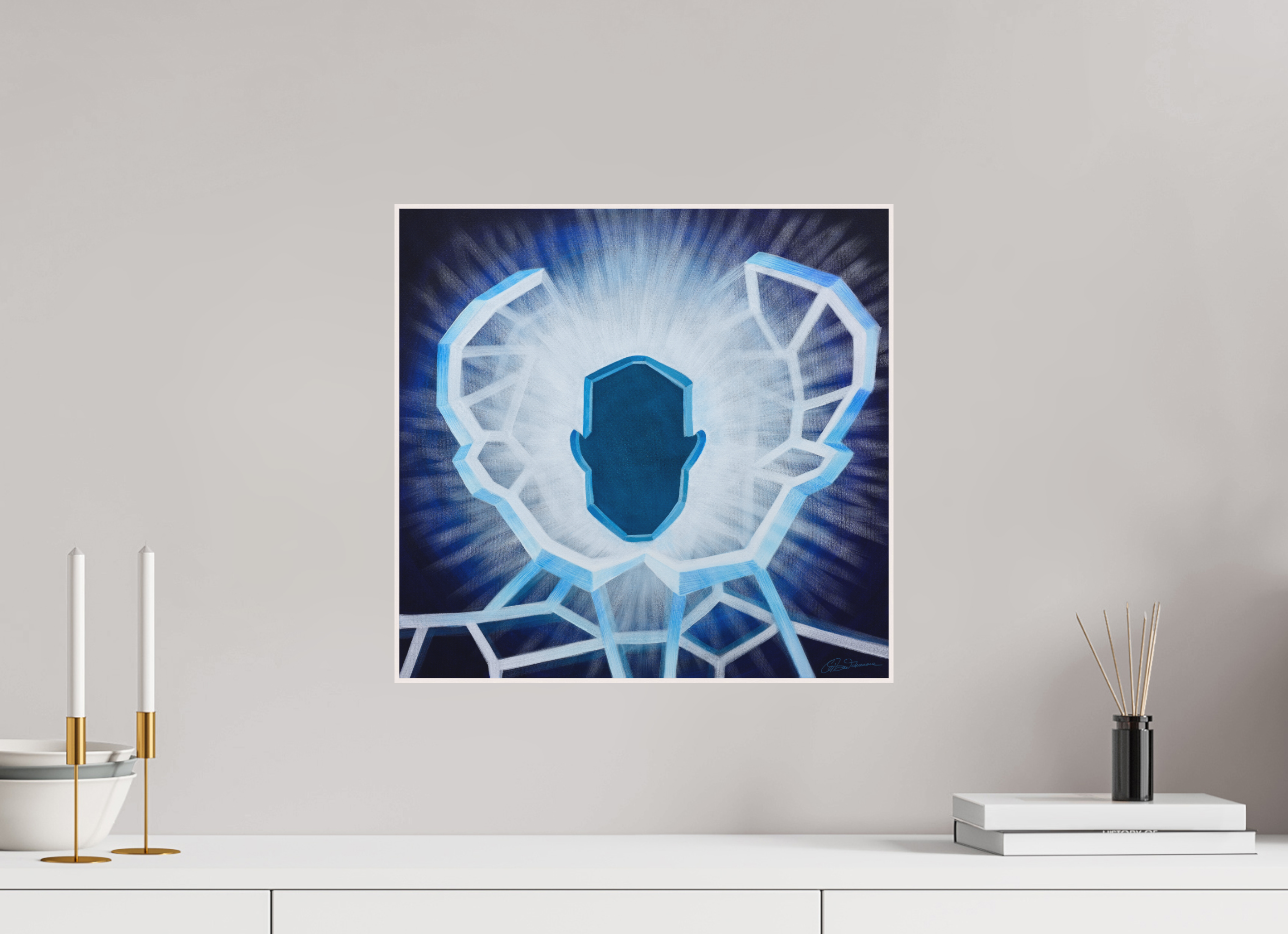 41,7 x 40 cm, Alu-Dibond mit Holzrahmen, weiß Öffnung - vom alten zum neuen Ich