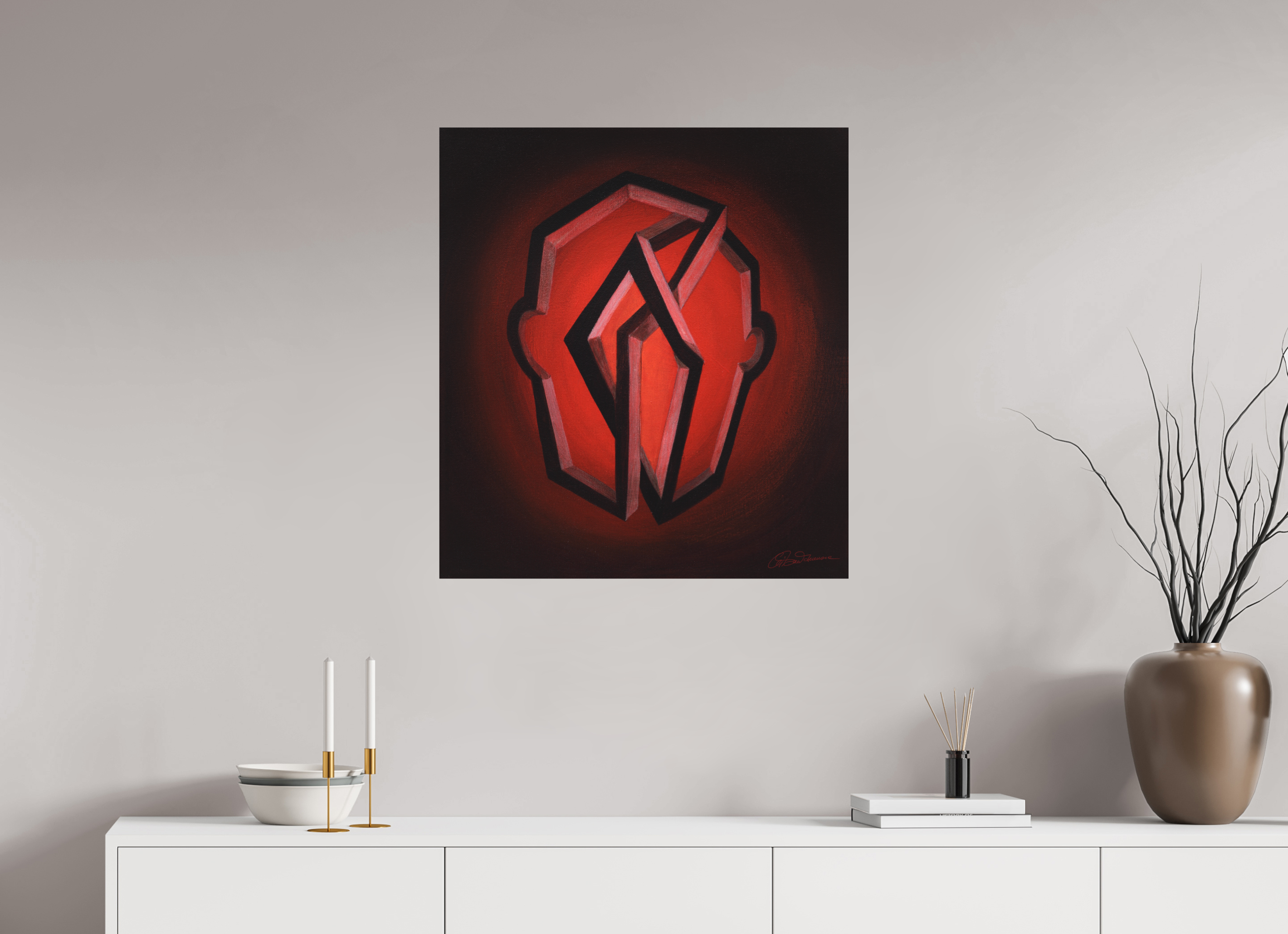 70 x 77,2 cm, Alu-Dibond-Druck mit Aufhängung Selbst-Bild. Innere Architetkur