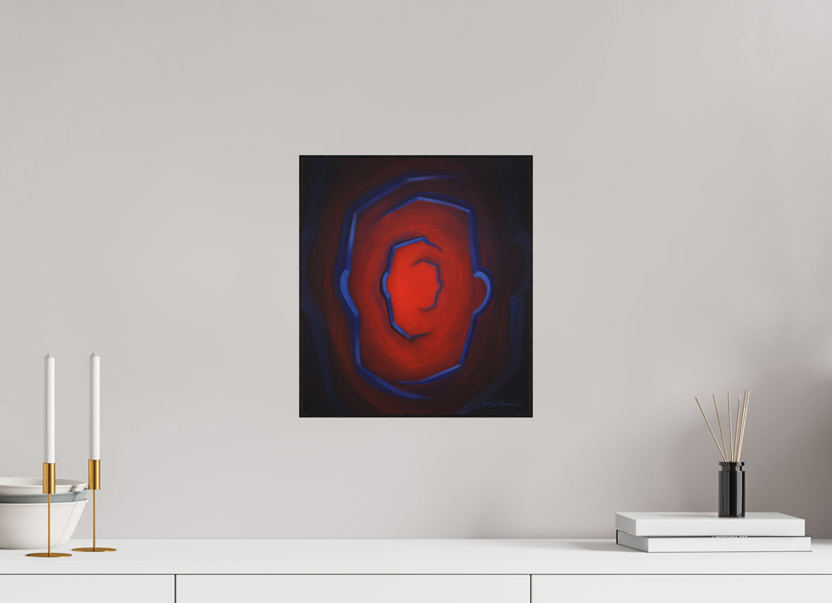 30 x 33,8 cm, Alu-Dibond mit Holzrahmen, schwarz Ich war, ich bin, ich werde sein