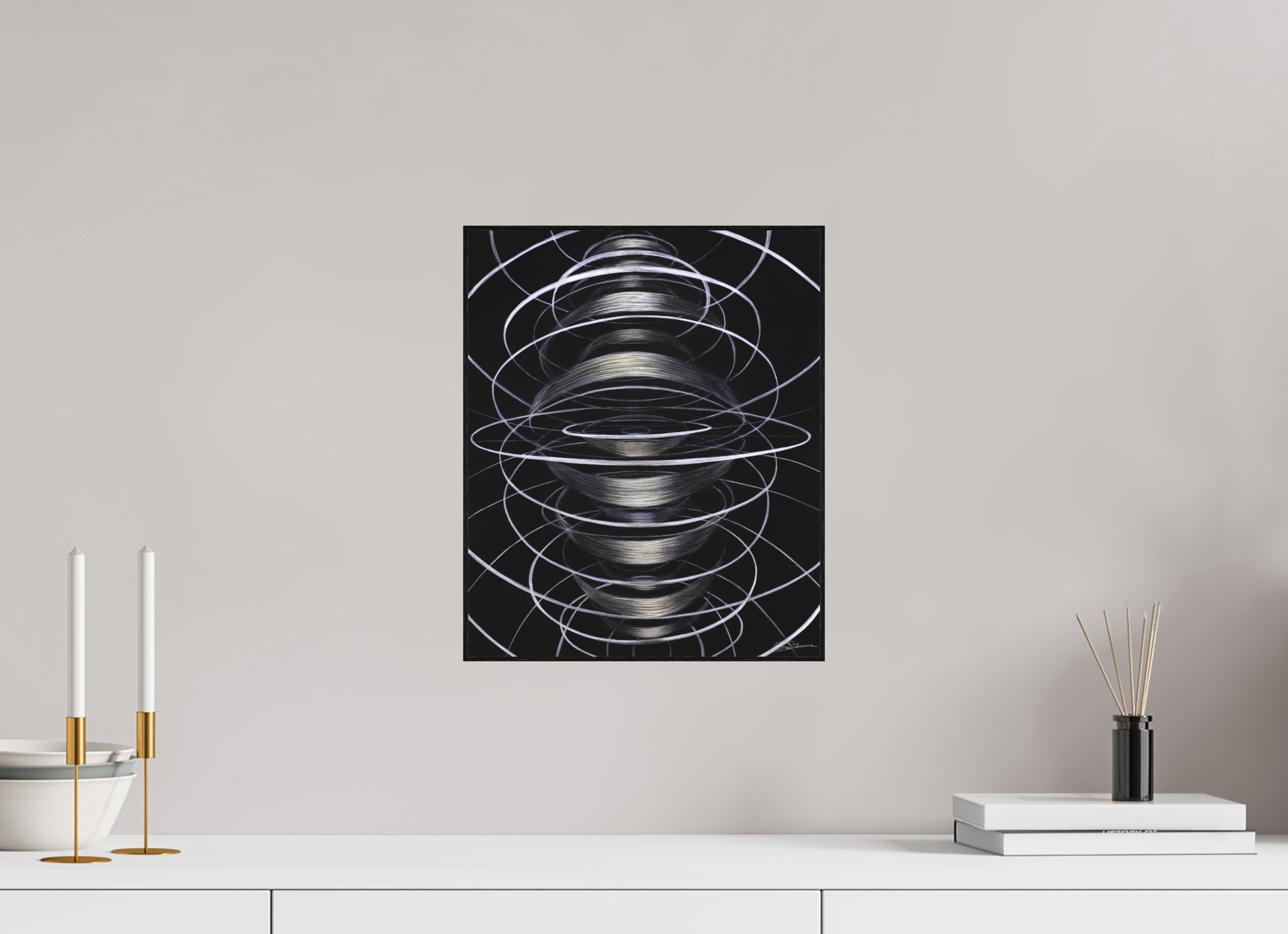 30 x 36,3 cm, Alu-Dibond mit Holzrahmen, schwarz Schwingung