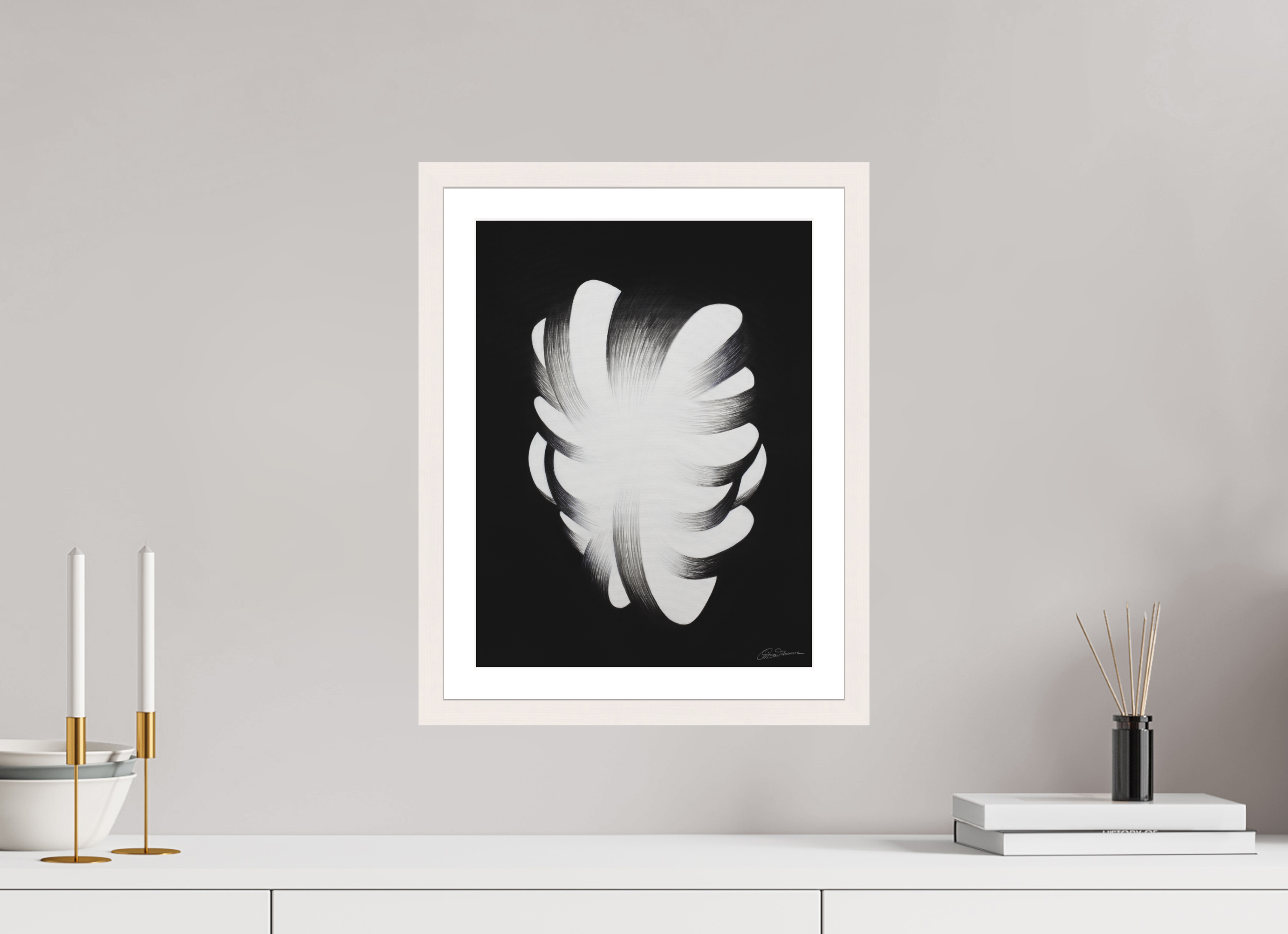 30 x 39,6 cm, Papier mit Holzrahmen, weiß Ausstrahlung