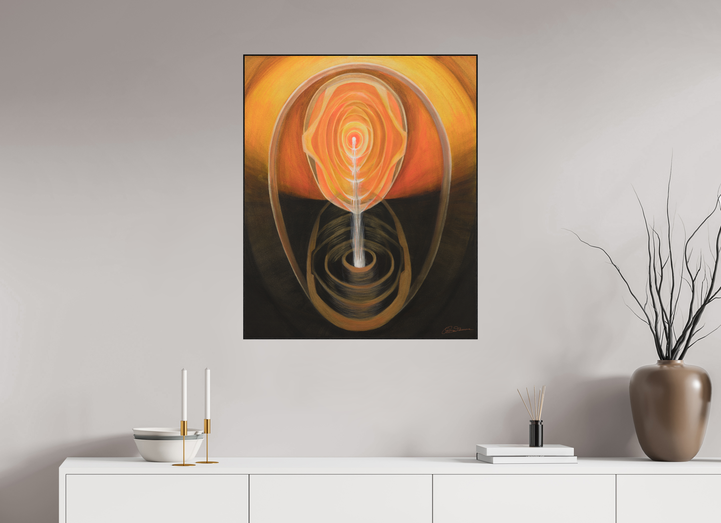 70 x 85,2 cm, Alu-Dibond mit Holzrahmen, schwarz Essenz & Präsenz – die inneren Quellen