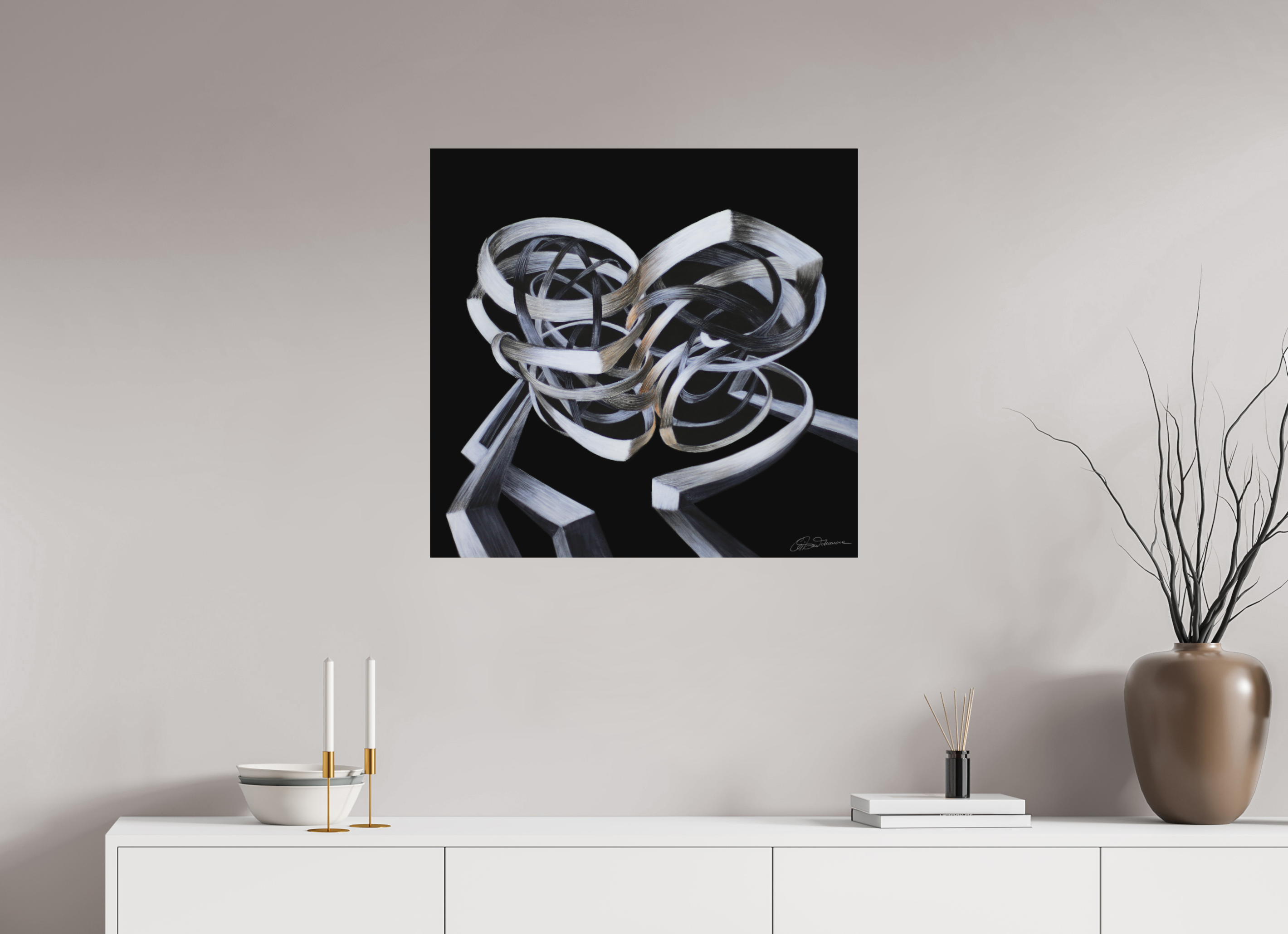 73,2 x 70 cm, Alu-Dibond mit Aufhängung Verschränkung - Kuss