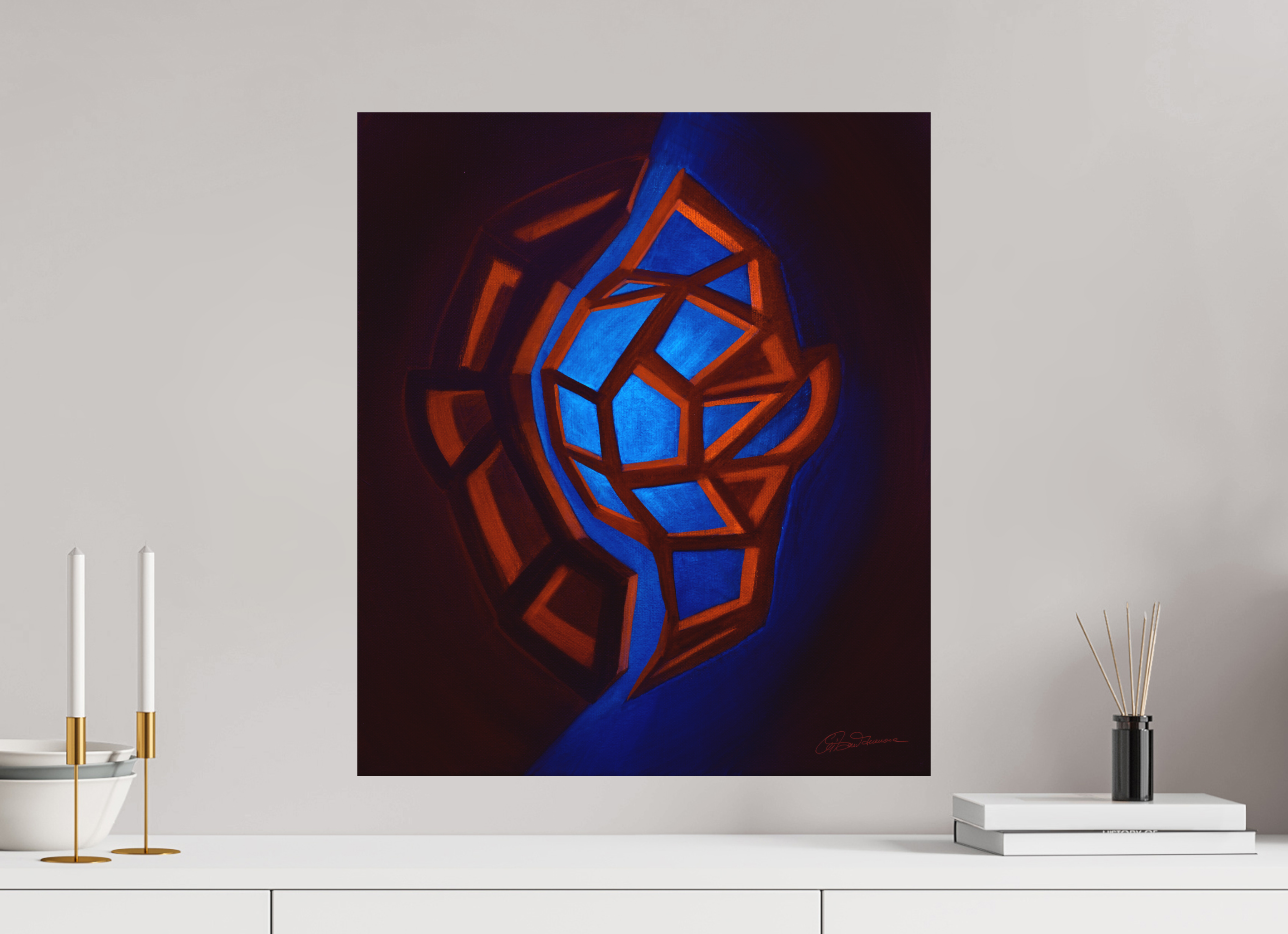 50 x 57,9 cm, Alu-Dibond-Druck mit Aufhängung Innere Tektonik – Feuer & Luft