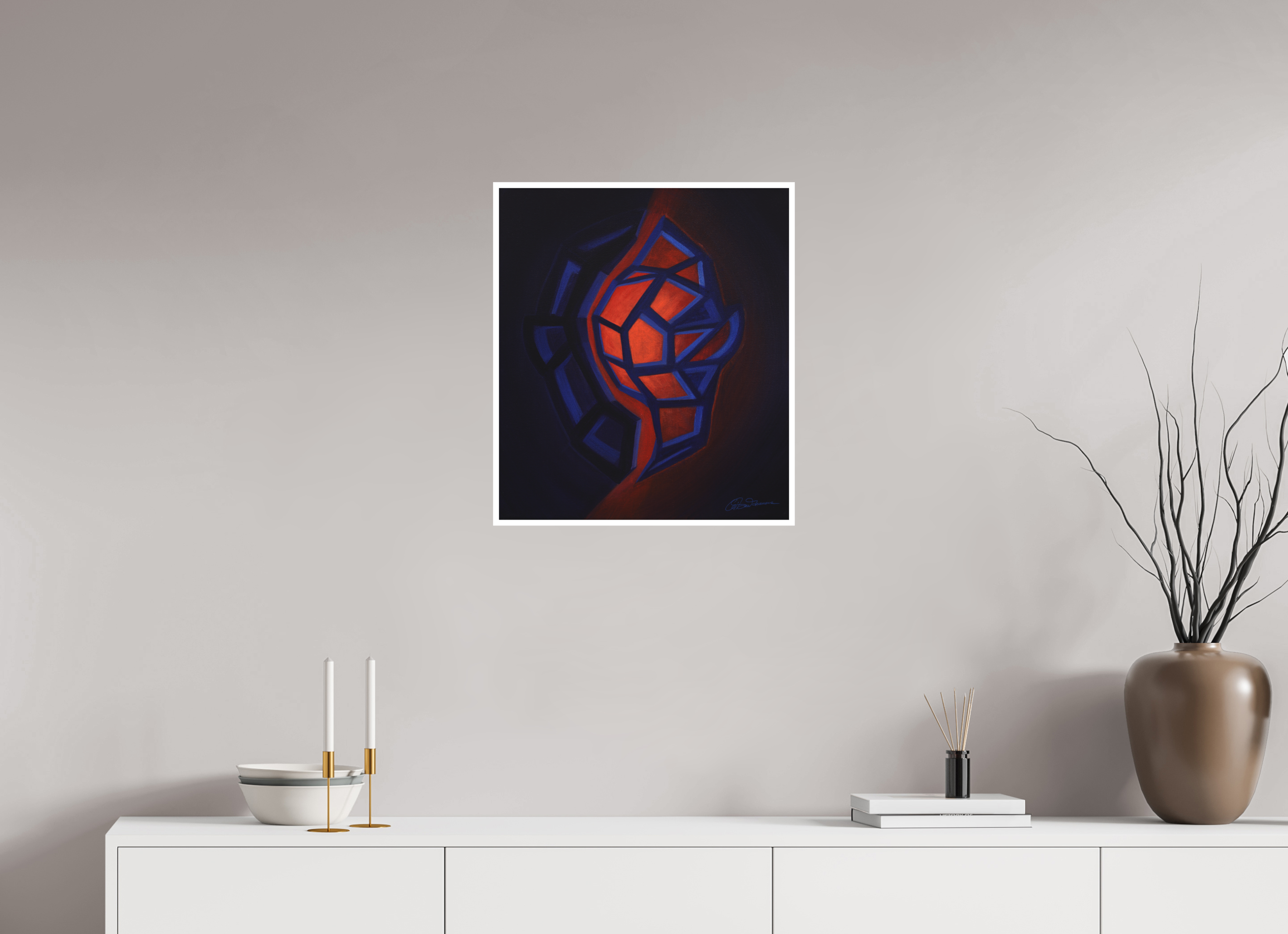 50 x 57,2 cm, Papier ohne Rahmen Innere Tektonik – Feuer & Wasser