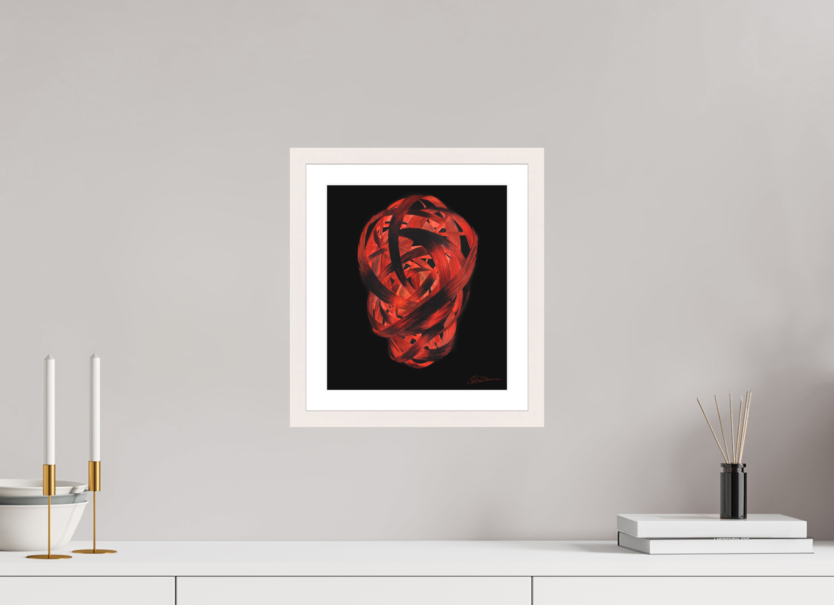 25 x 28,3 cm, Papier mit Holzrahmen | weiß | Museumsglas Feuertaufe