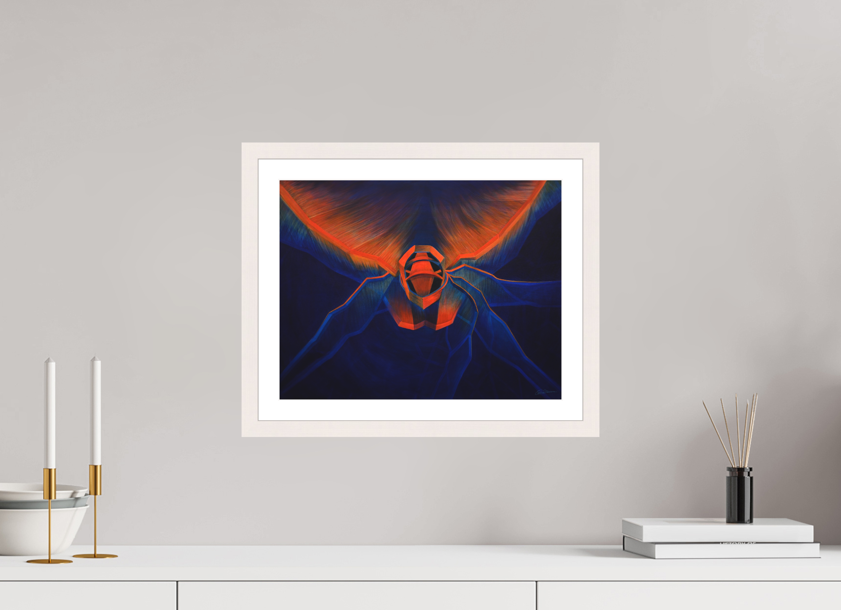 38,3 x 30 cm, Papier mit Holzrahmen | weiß | Museumsglas Feuerflug