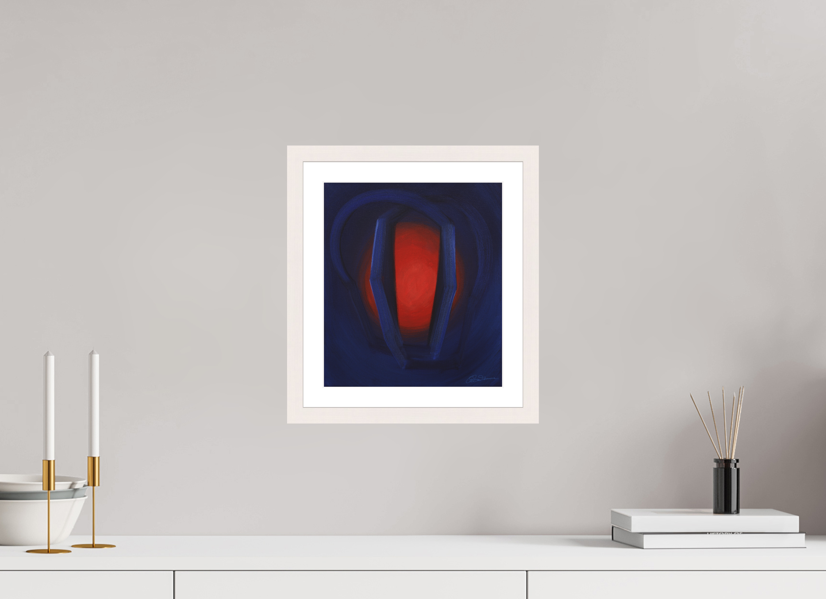 25 x 28,5 cm, Papier mit Holzrahmen, weiß Selbst-Begegnung