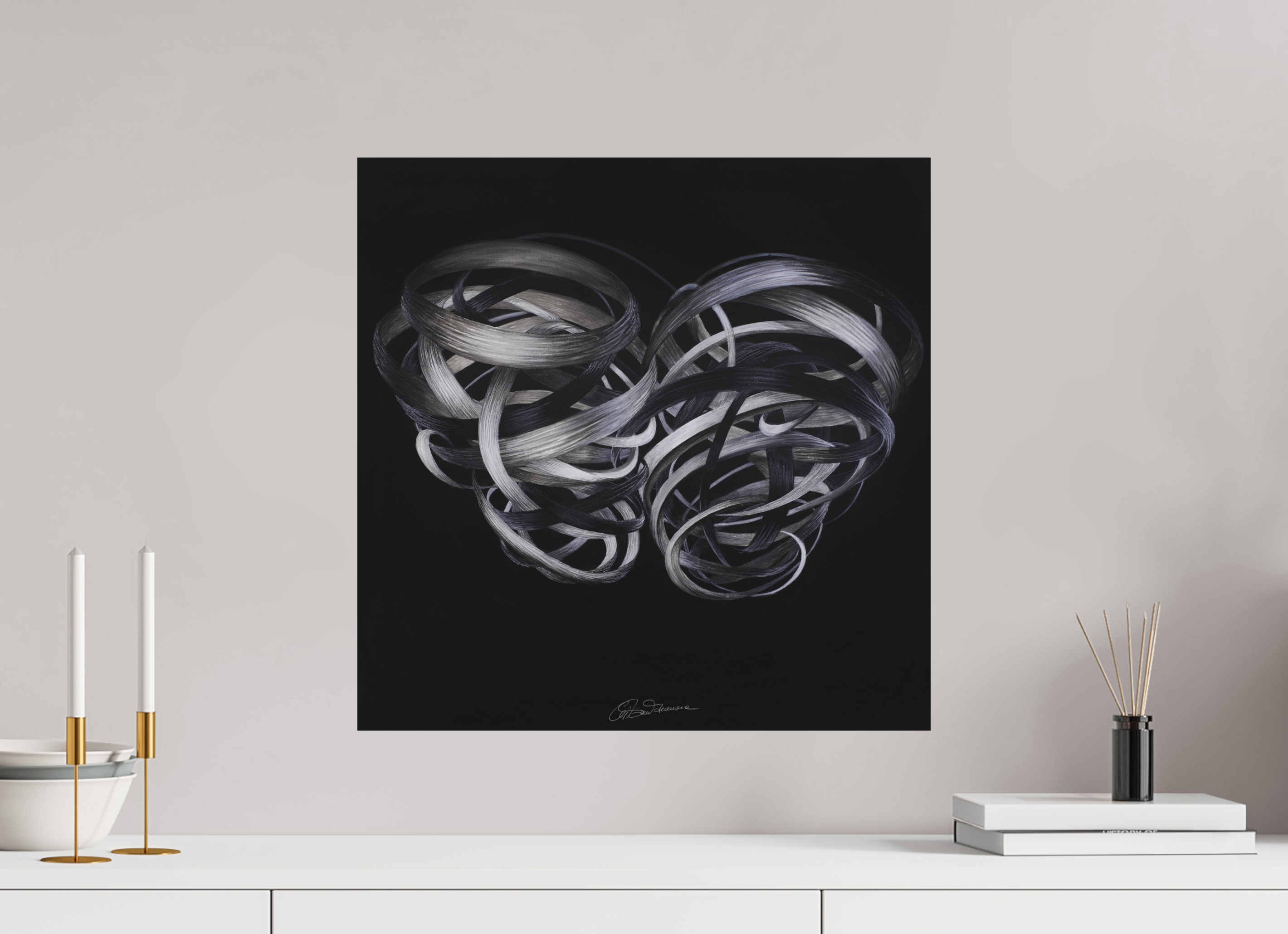 50 x 50 cm, Alu-Dibond mit Aufhängung Kuss – Verflechtung