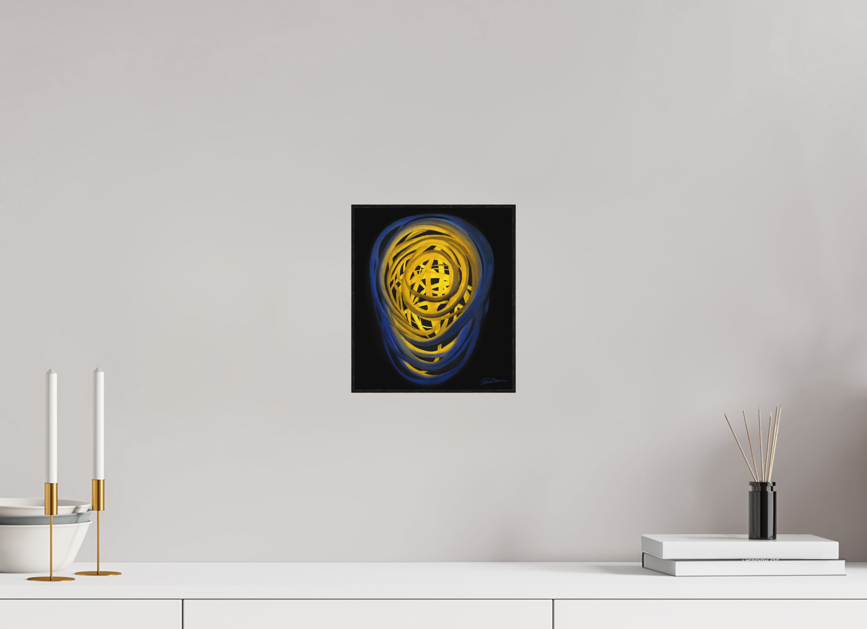 20 x 23 cm, Alu-Dibond mit Holzrahmen, schwarz Erde & Wasser | Frühsommer