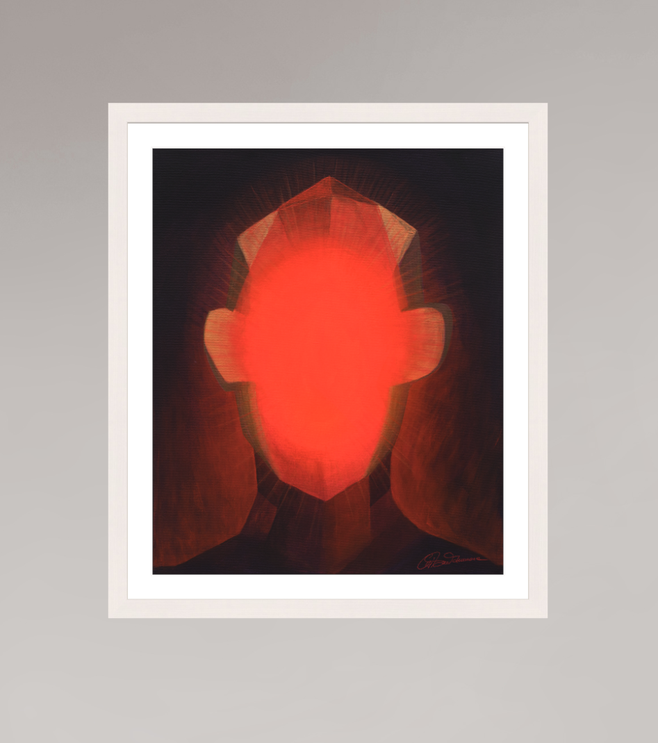 40 x 48,4 cm, Papier mit Holzrahmen, weiß Innere Sonne