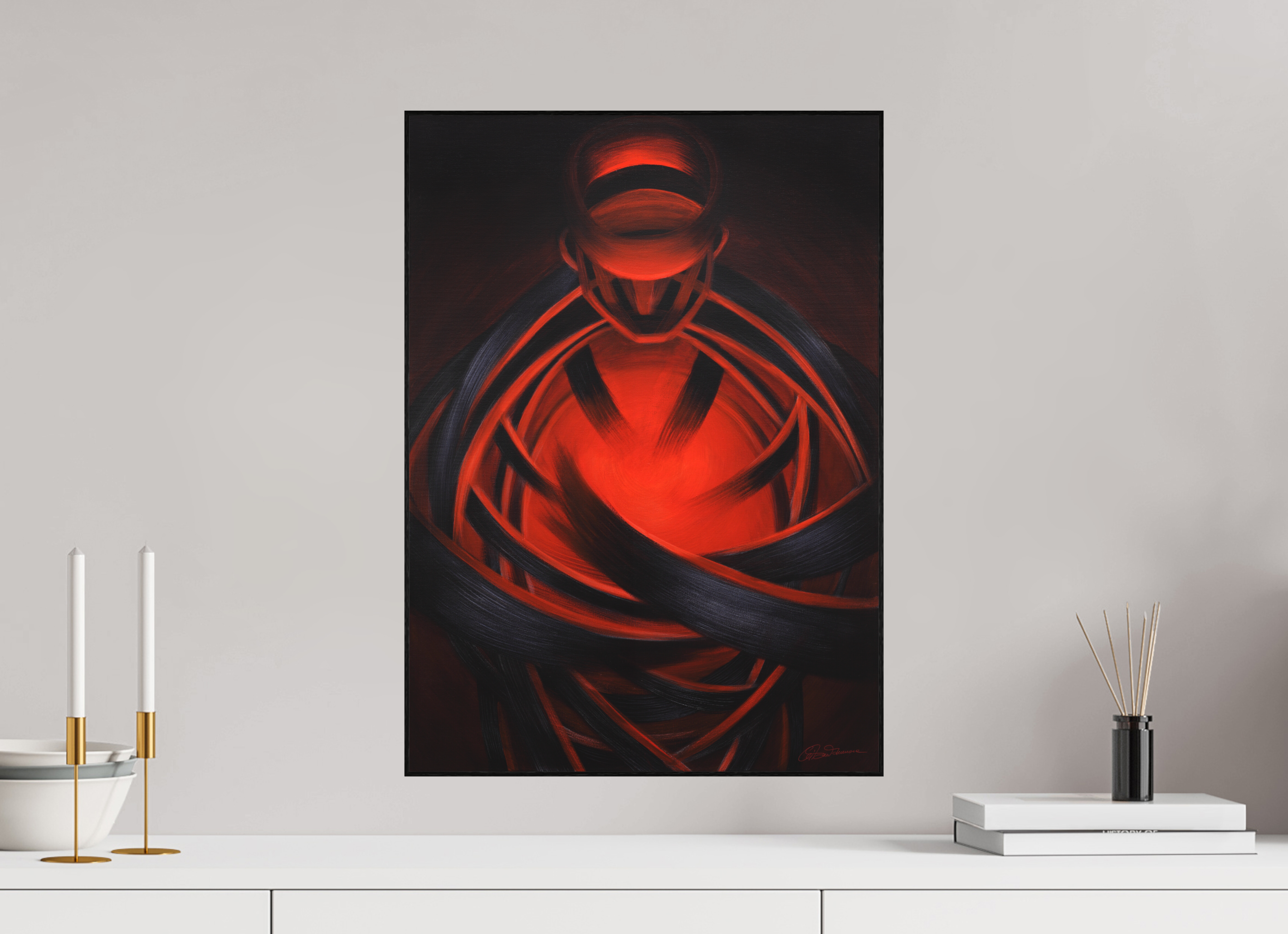 40 x 55,9 cm, Kunstdruck auf Alu-Dibond, gerahmt, Eiche, schwarz Der Innere Magier