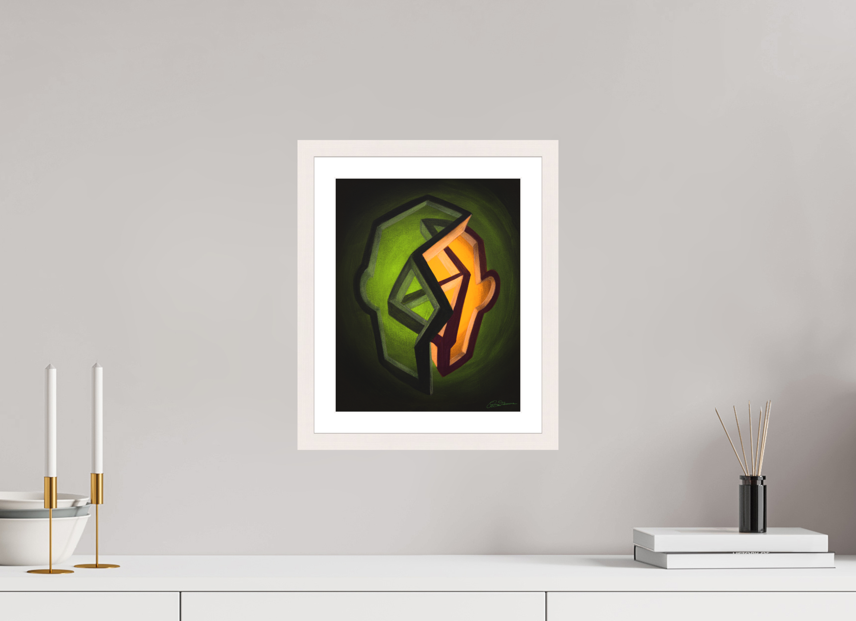 25 x 31,3 cm, Papier mit Holzrahmen, weiß Frühling – Erwachen