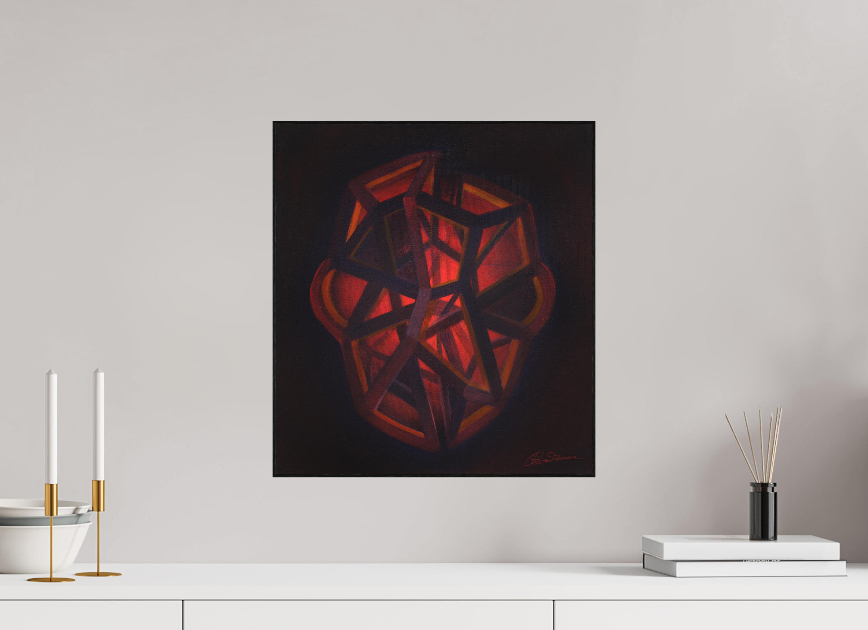 40 x 44,2 cm, Alu-Dibond mit Holzrahmen, schwarz Innere Geometrie