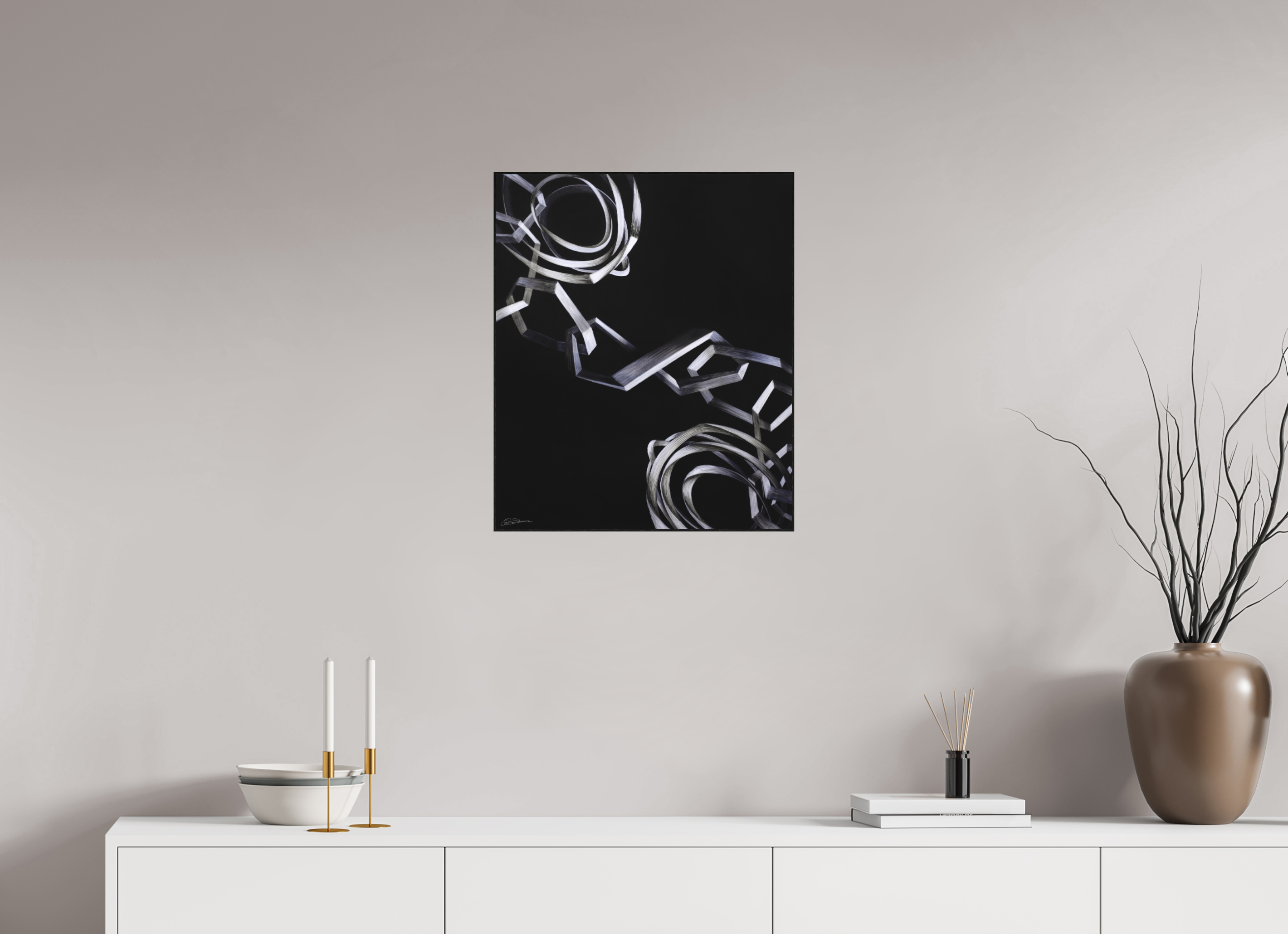 50 x 60 cm, Alu-Dibond mit Holzrahmen, schwarz Zusammen hängen