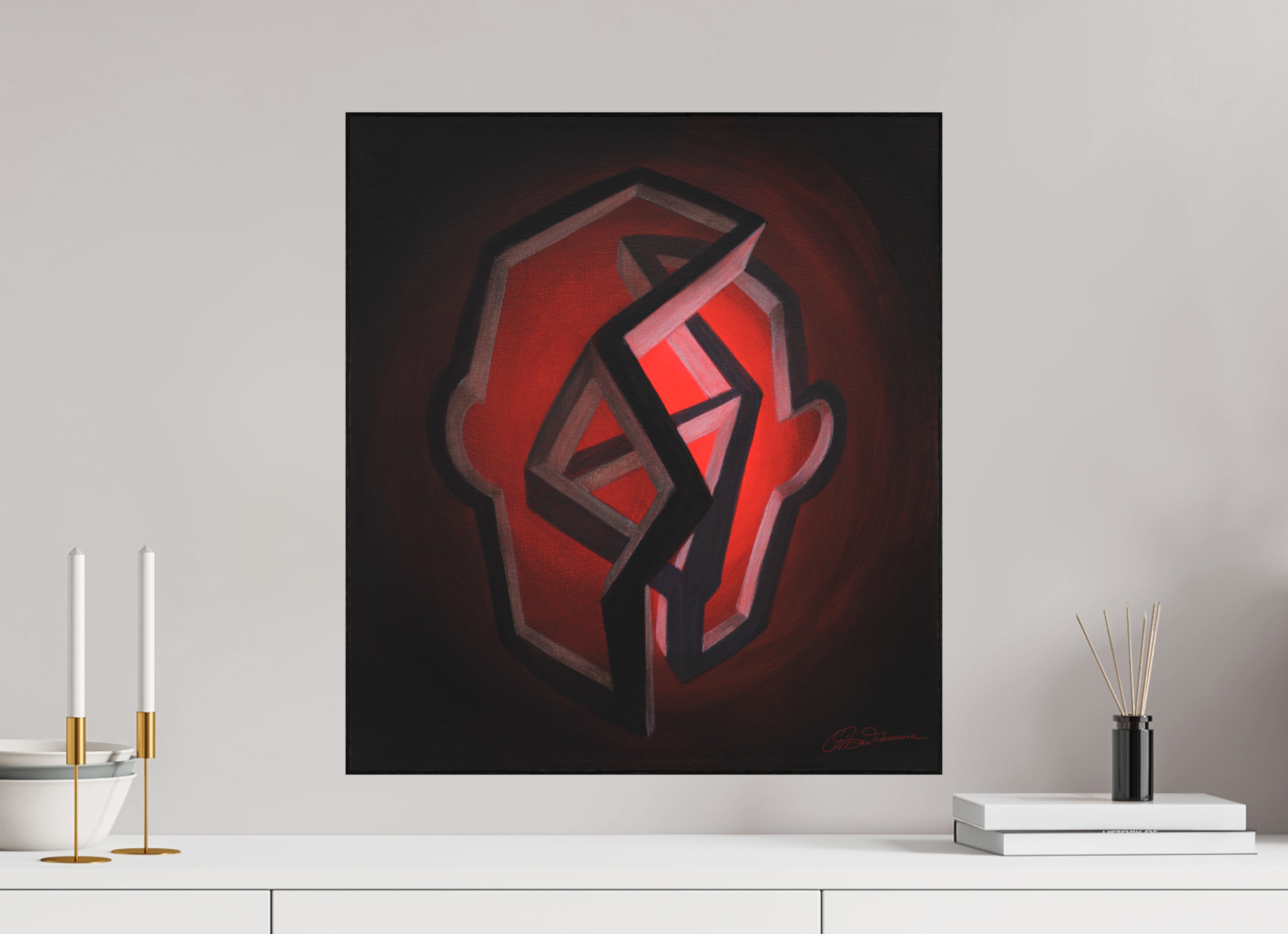 50 x 55,6 cm, Alu-Dibond mit Holzrahmen, schwarz Selbst-Bild. Fort-Schritt