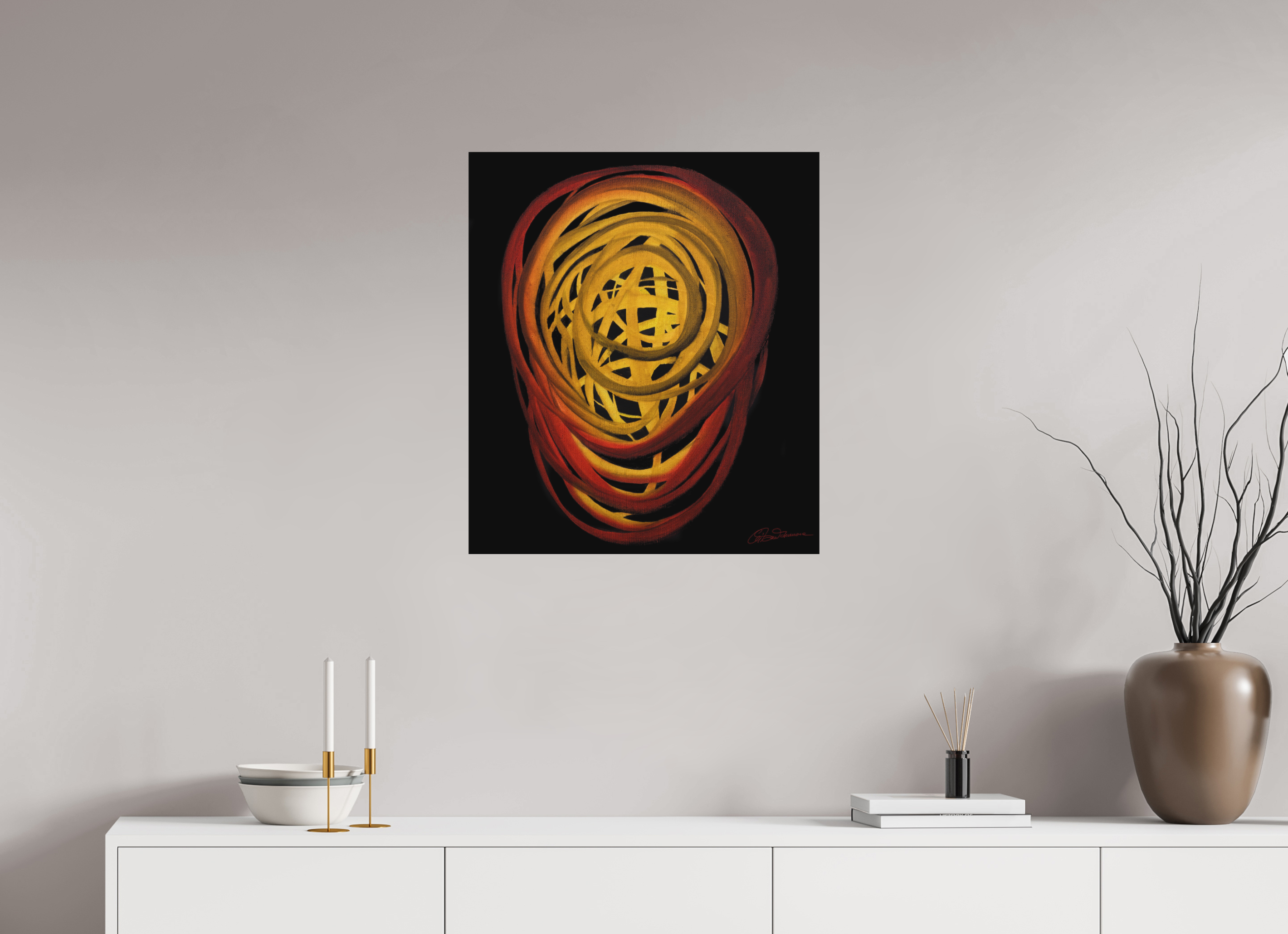 60 x 68,8 cm, Alu-Dibond mit Aufhängung Feuer | Sommer