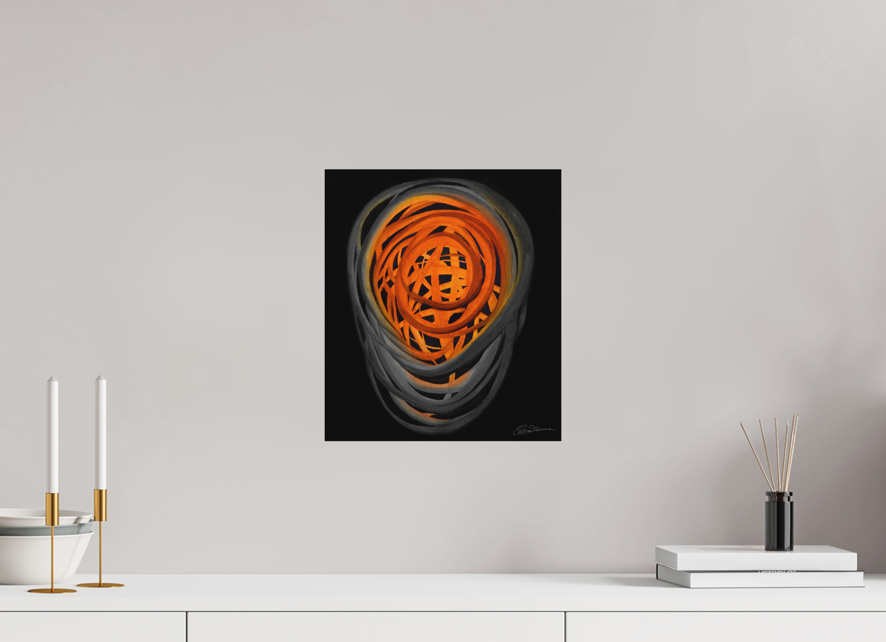 30 x 34,5 cm, Alu-Dibond mit Aufhängung Feuer & Asche | Herbstglut