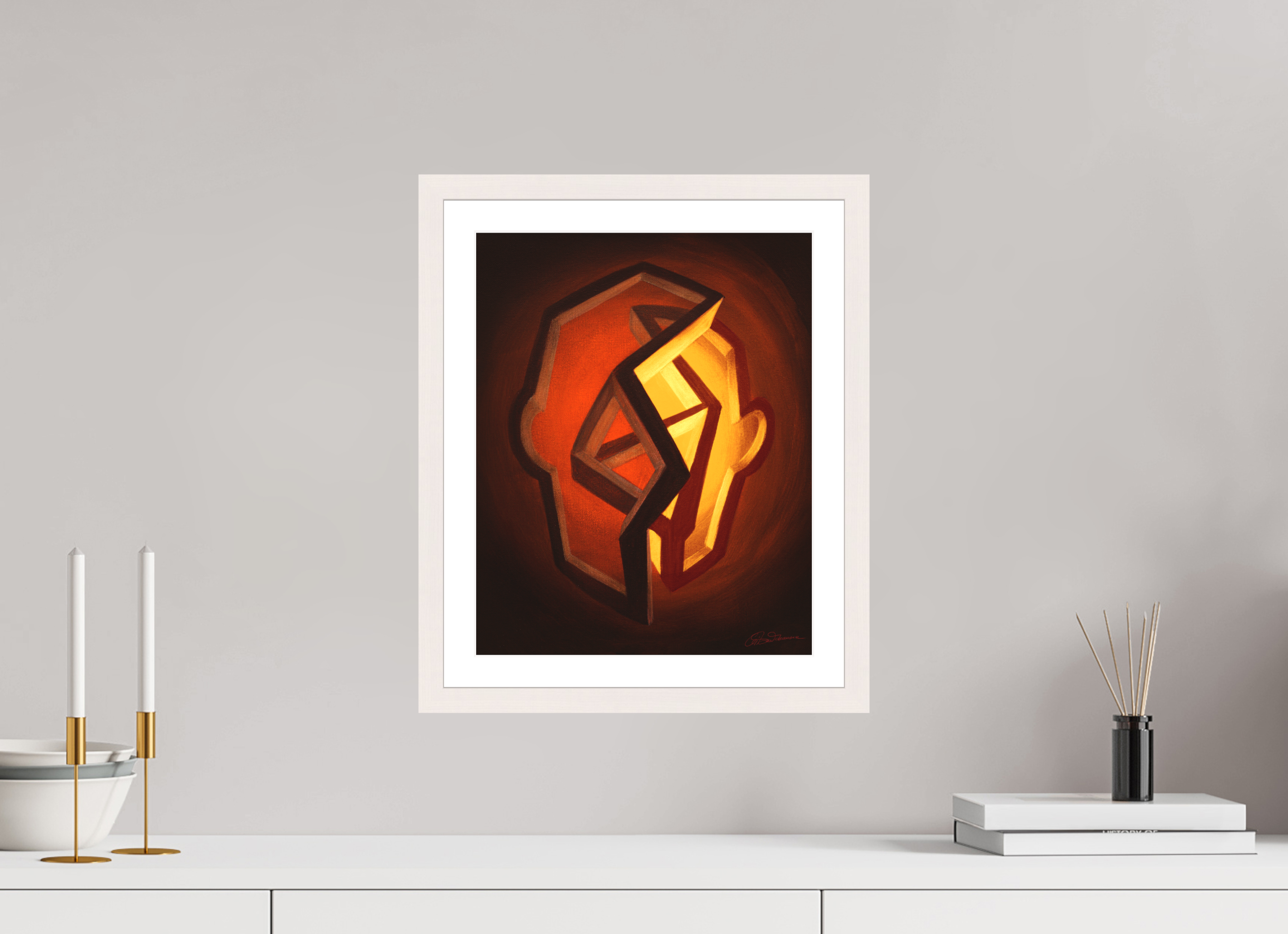 30 x 37,5 cm, Papier mit Holzrahmen, weiß Hochsommer | Höhepunkt