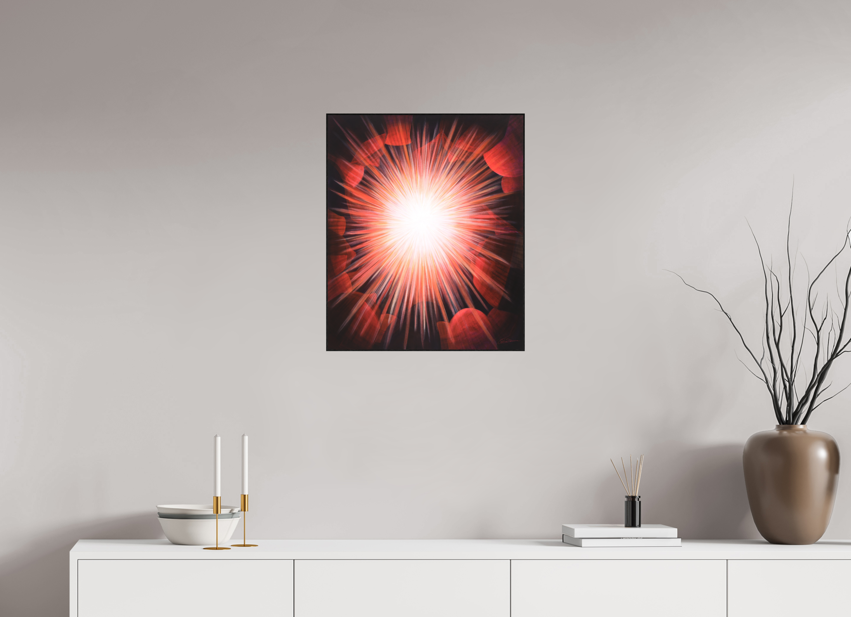 50 x 60 cm, Alu-Dibond mit Holzrahmen, schwarz Gemeinsames Leuchten