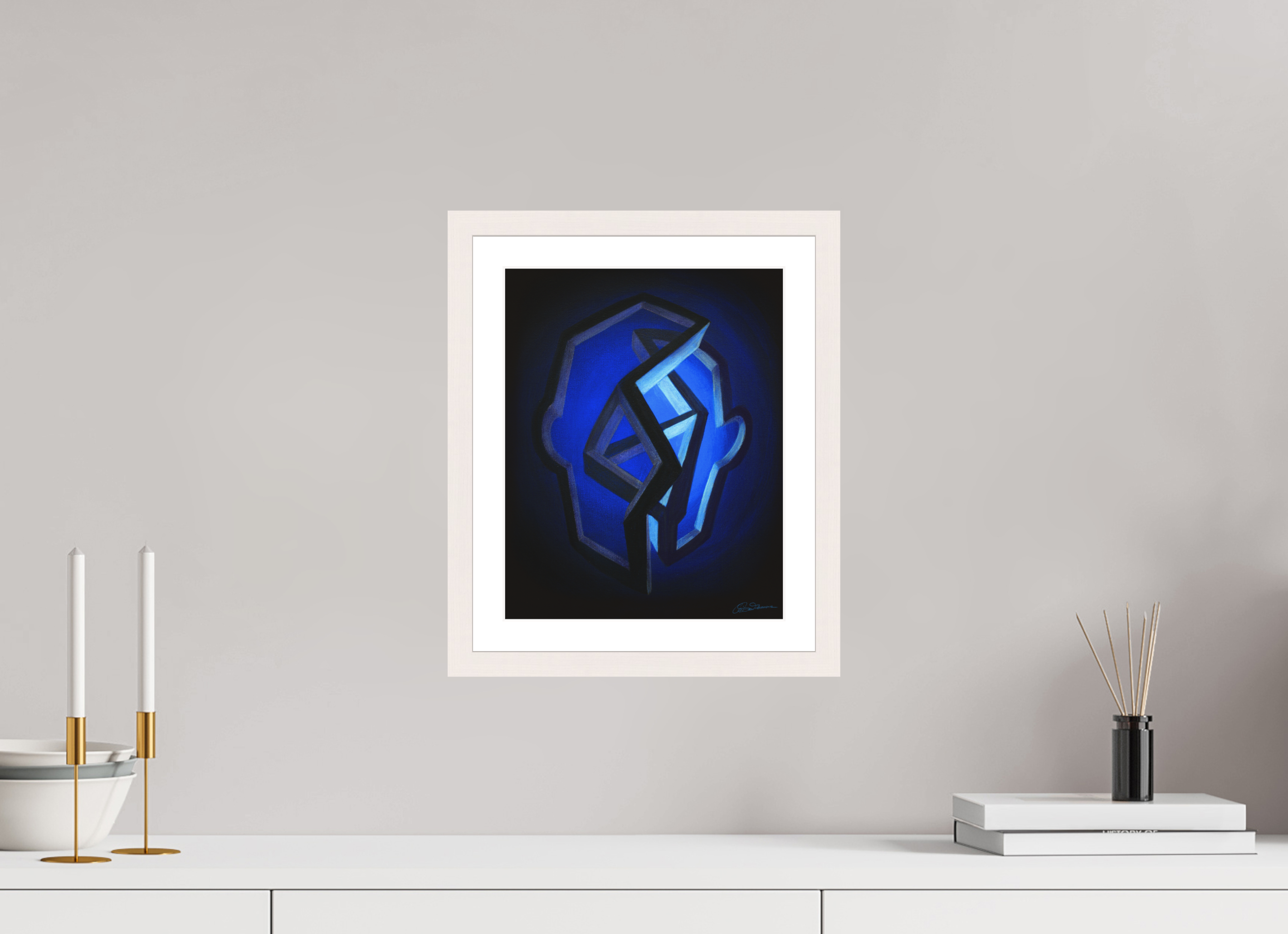 25 x 31,3 cm, Papier mit Holzrahmen, weiß Winterlicht